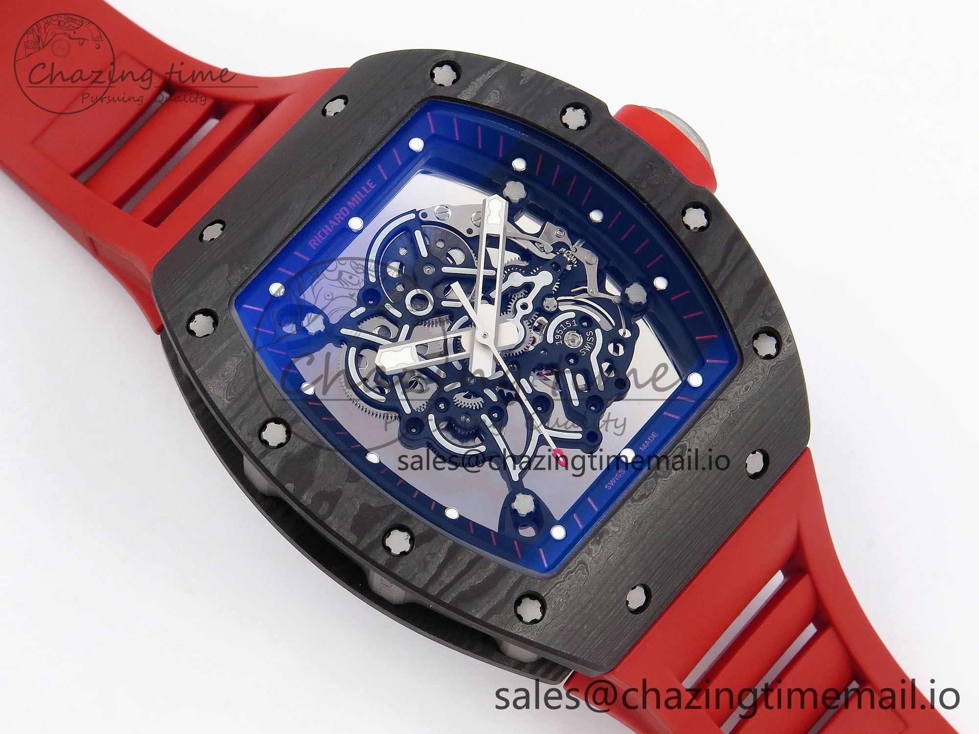 RM055 NTPT Ti ZF 1:1 Best Edition Black Bezel Black Crown on Rubber Strap RMUL2 Super Clone