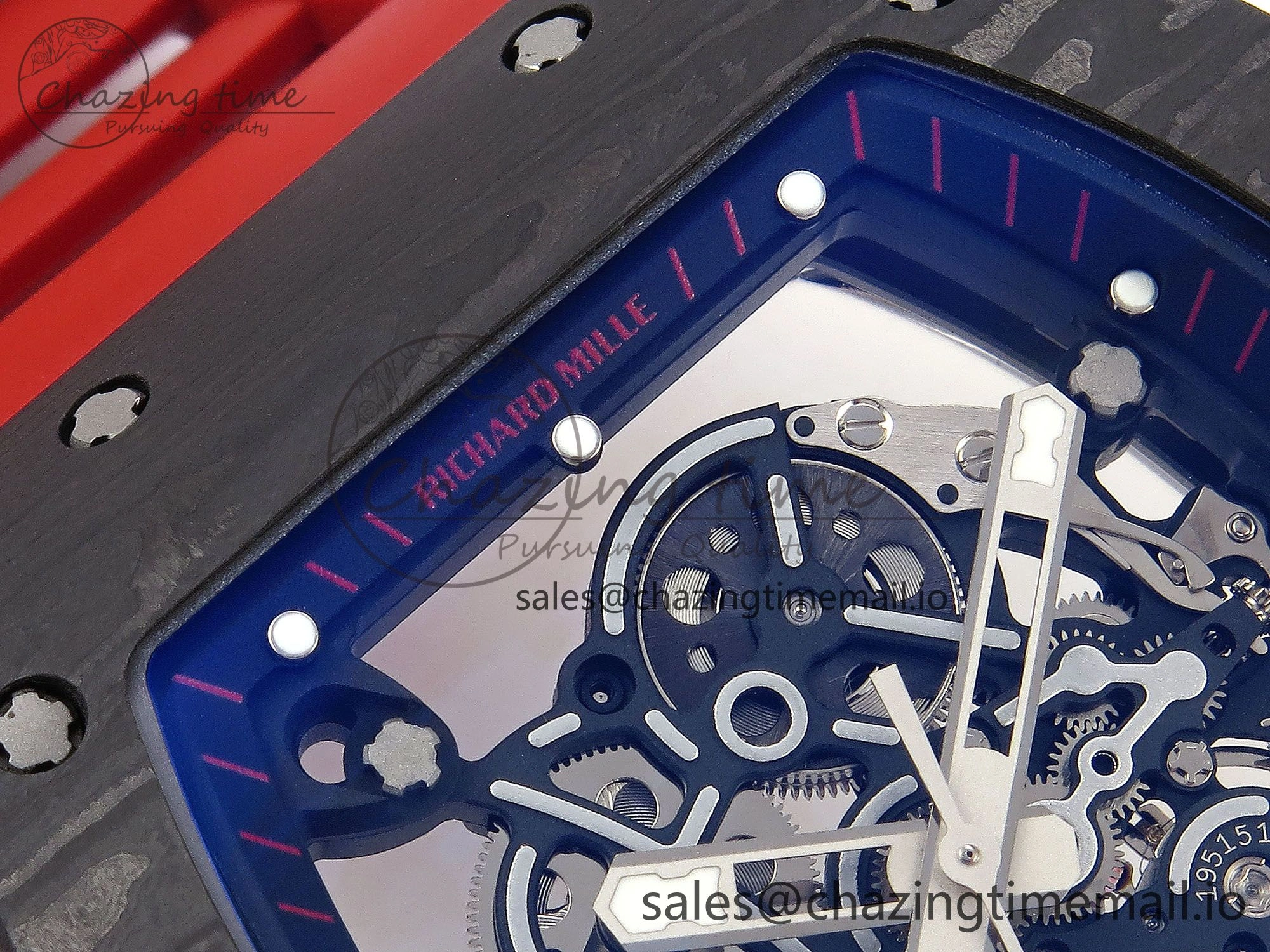 RM055 NTPT Ti ZF 1:1 Best Edition Black Bezel Black Crown on Rubber Strap RMUL2 Super Clone