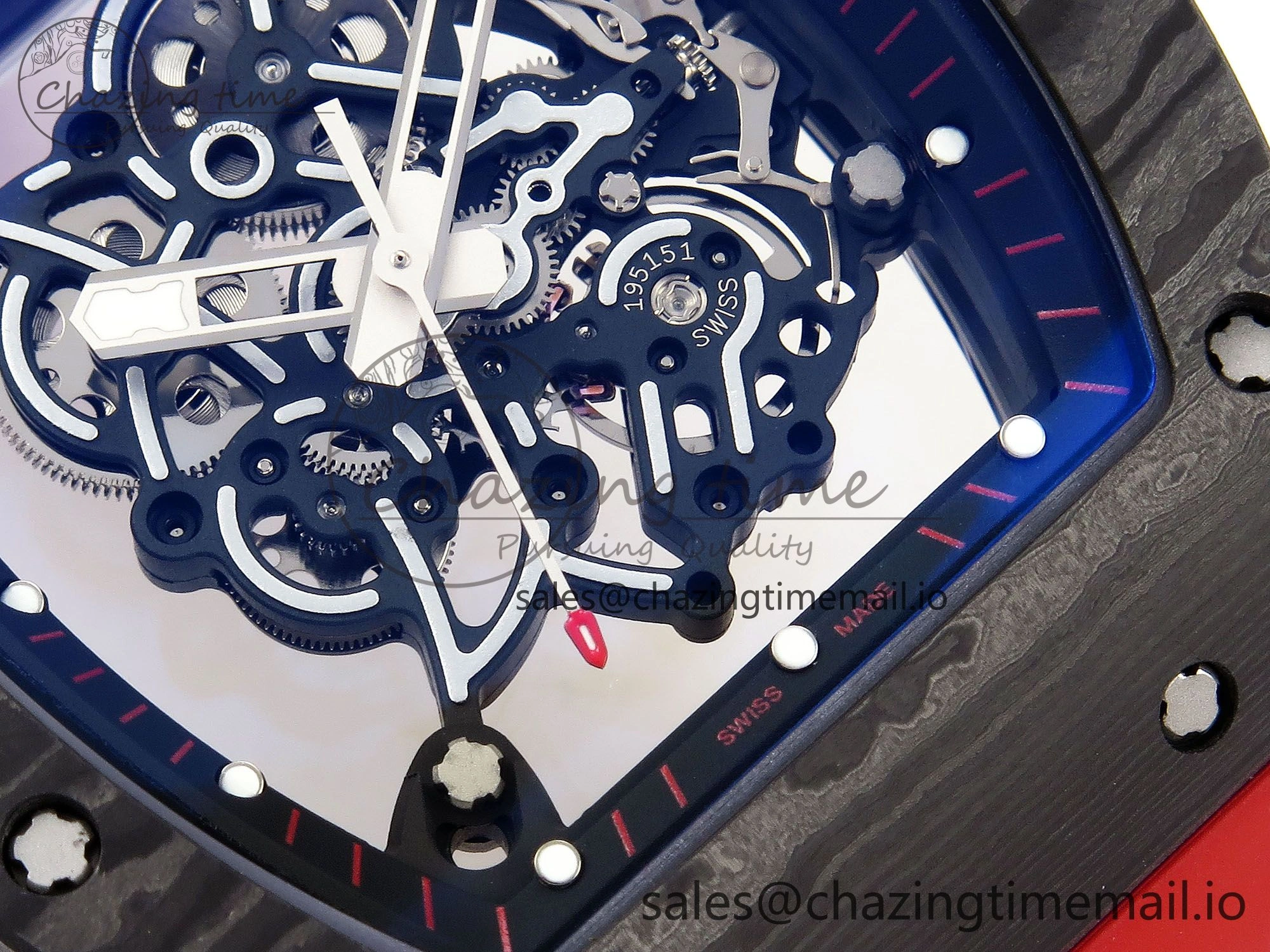 RM055 NTPT Ti ZF 1:1 Best Edition Black Bezel Black Crown on Rubber Strap RMUL2 Super Clone