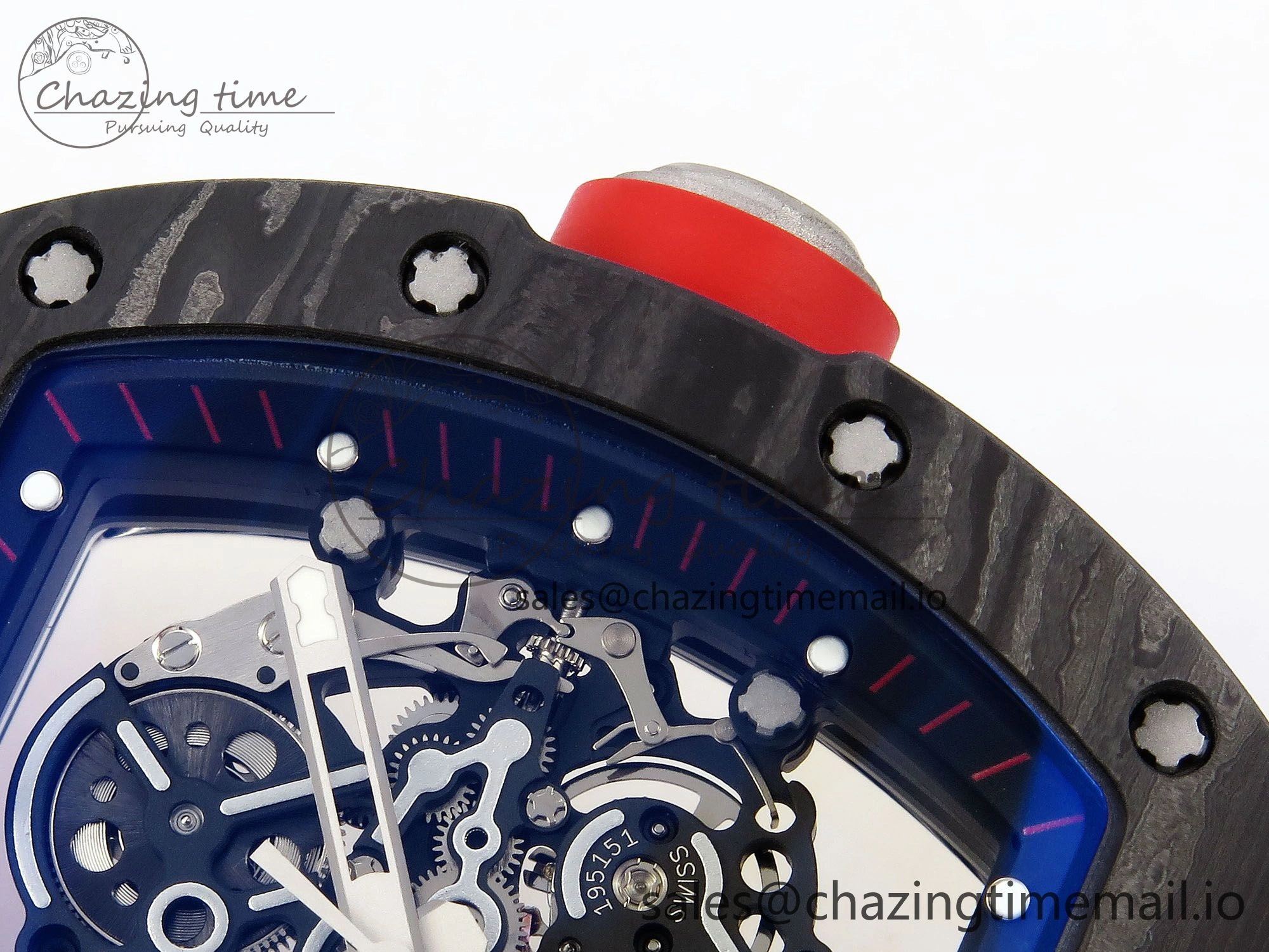 RM055 NTPT Ti ZF 1:1 Best Edition Black Bezel Black Crown on Rubber Strap RMUL2 Super Clone