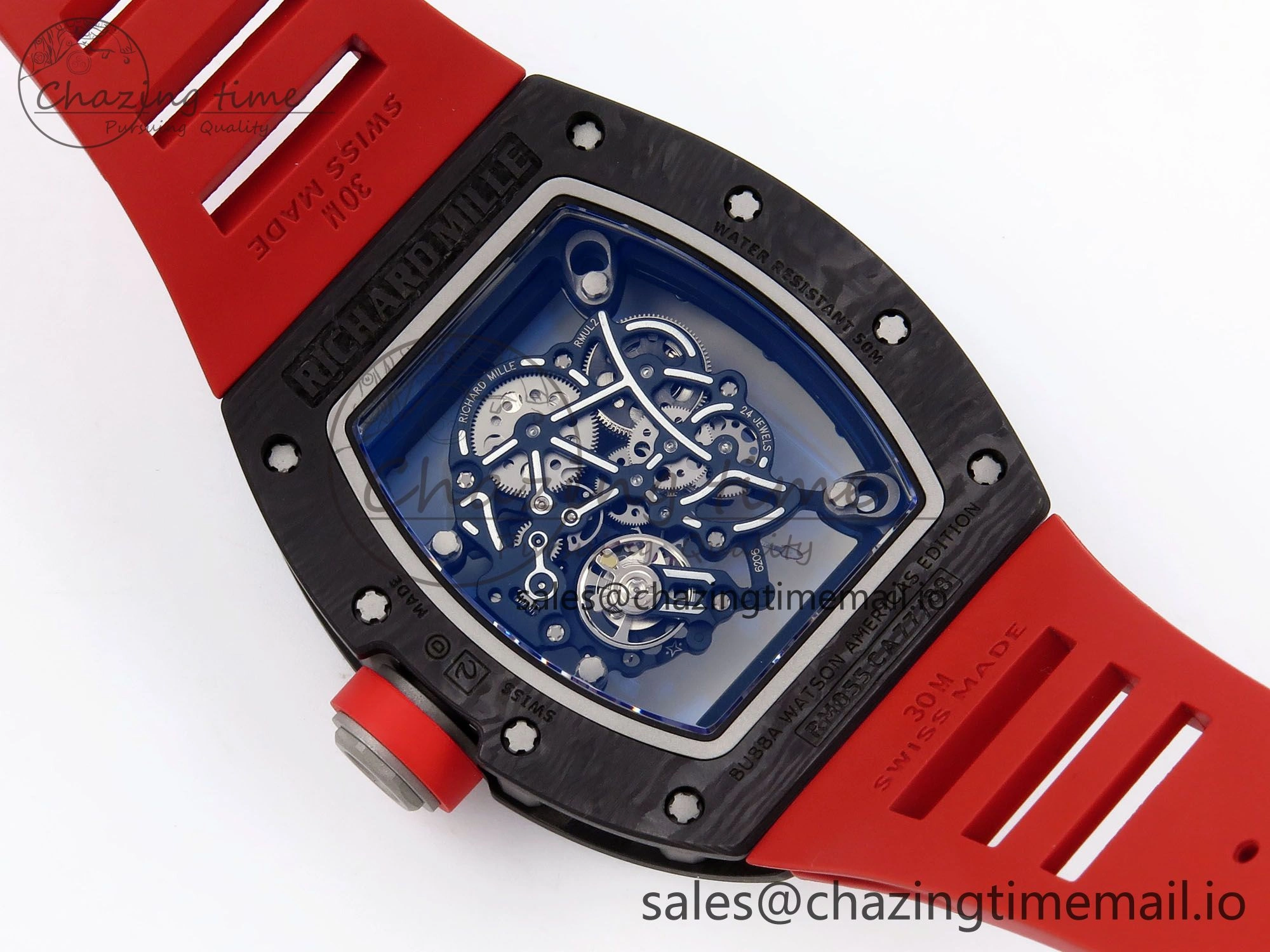 RM055 NTPT Ti ZF 1:1 Best Edition Black Bezel Black Crown on Rubber Strap RMUL2 Super Clone