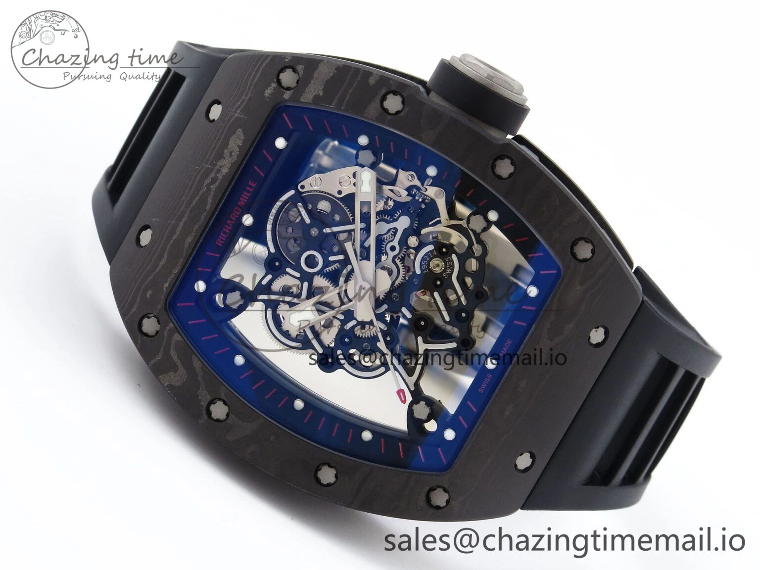 RM055 NTPT Ti ZF 1:1 Best Edition Black Bezel Black Crown on Rubber Strap RMUL2 Super Clone