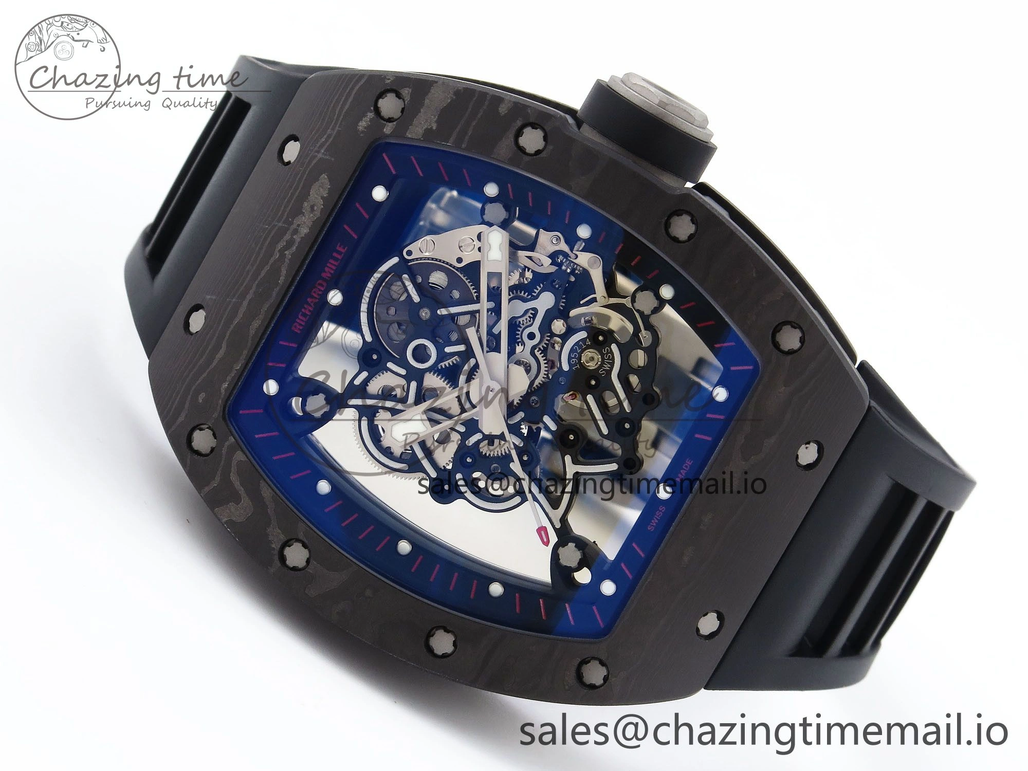 RM055 NTPT Ti ZF 1:1 Best Edition Black Bezel Black Crown on Rubber Strap RMUL2 Super Clone