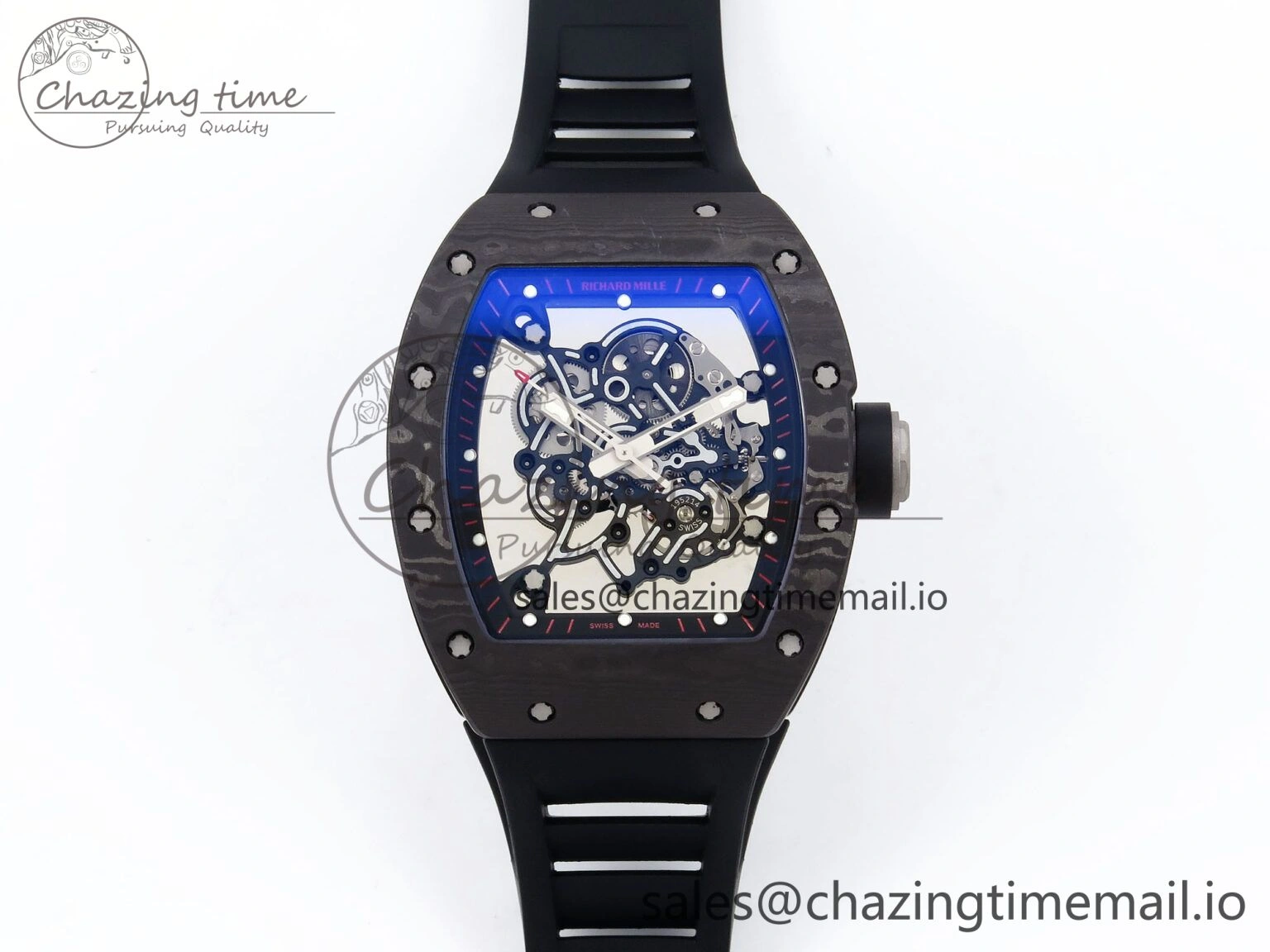 RM055 NTPT Ti ZF 1:1 Best Edition Black Bezel Black Crown on Rubber Strap RMUL2 Super Clone