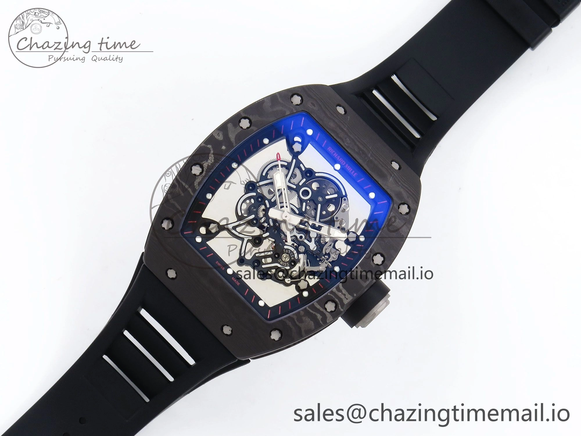 RM055 NTPT Ti ZF 1:1 Best Edition Black Bezel Black Crown on Rubber Strap RMUL2 Super Clone