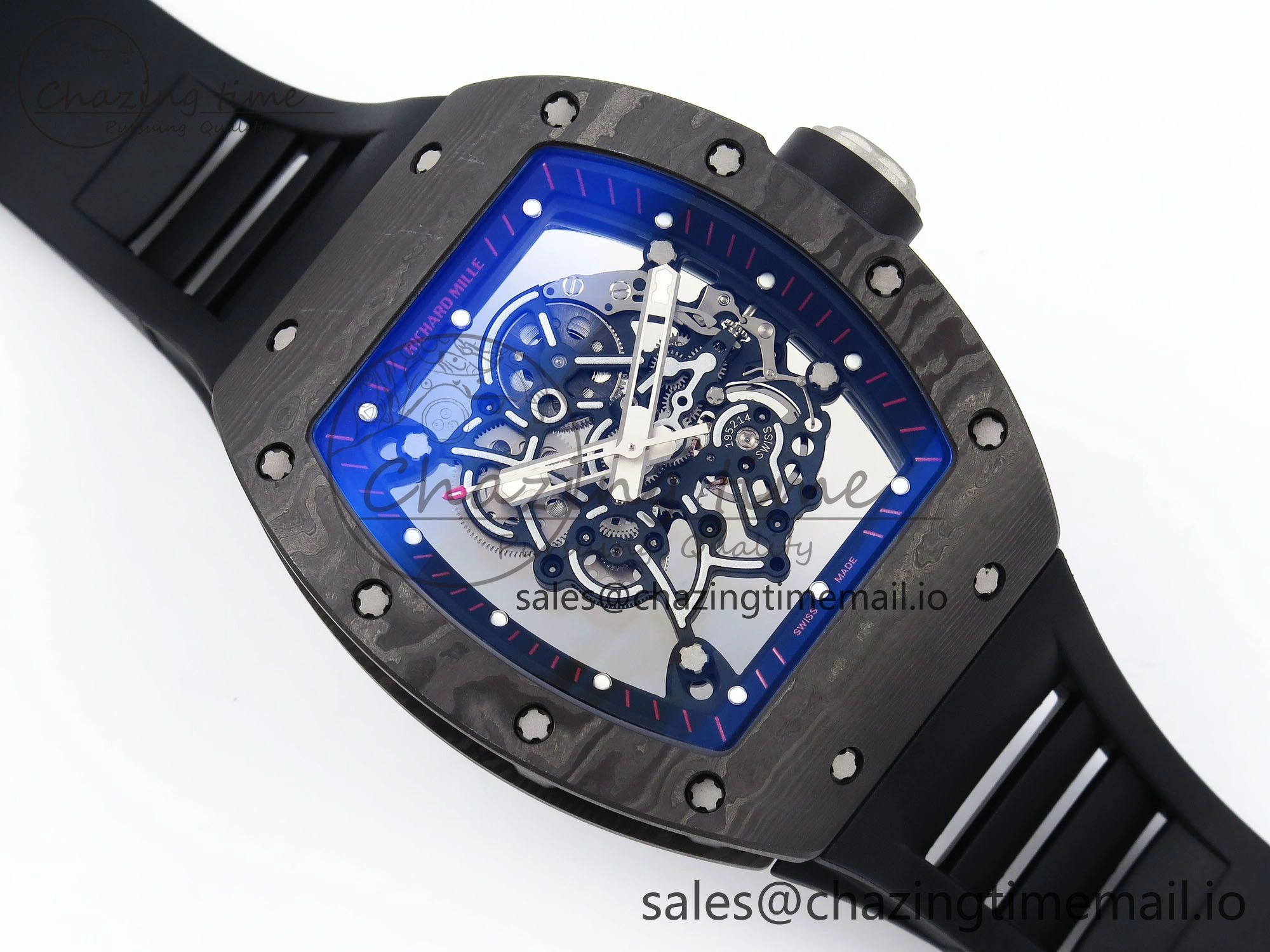RM055 NTPT Ti ZF 1:1 Best Edition Black Bezel Black Crown on Rubber Strap RMUL2 Super Clone