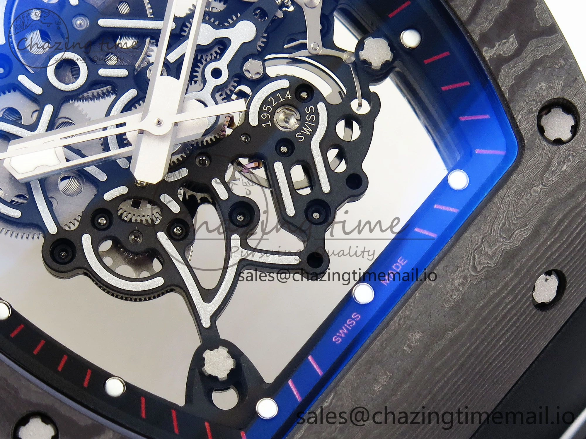 RM055 NTPT Ti ZF 1:1 Best Edition Black Bezel Black Crown on Rubber Strap RMUL2 Super Clone