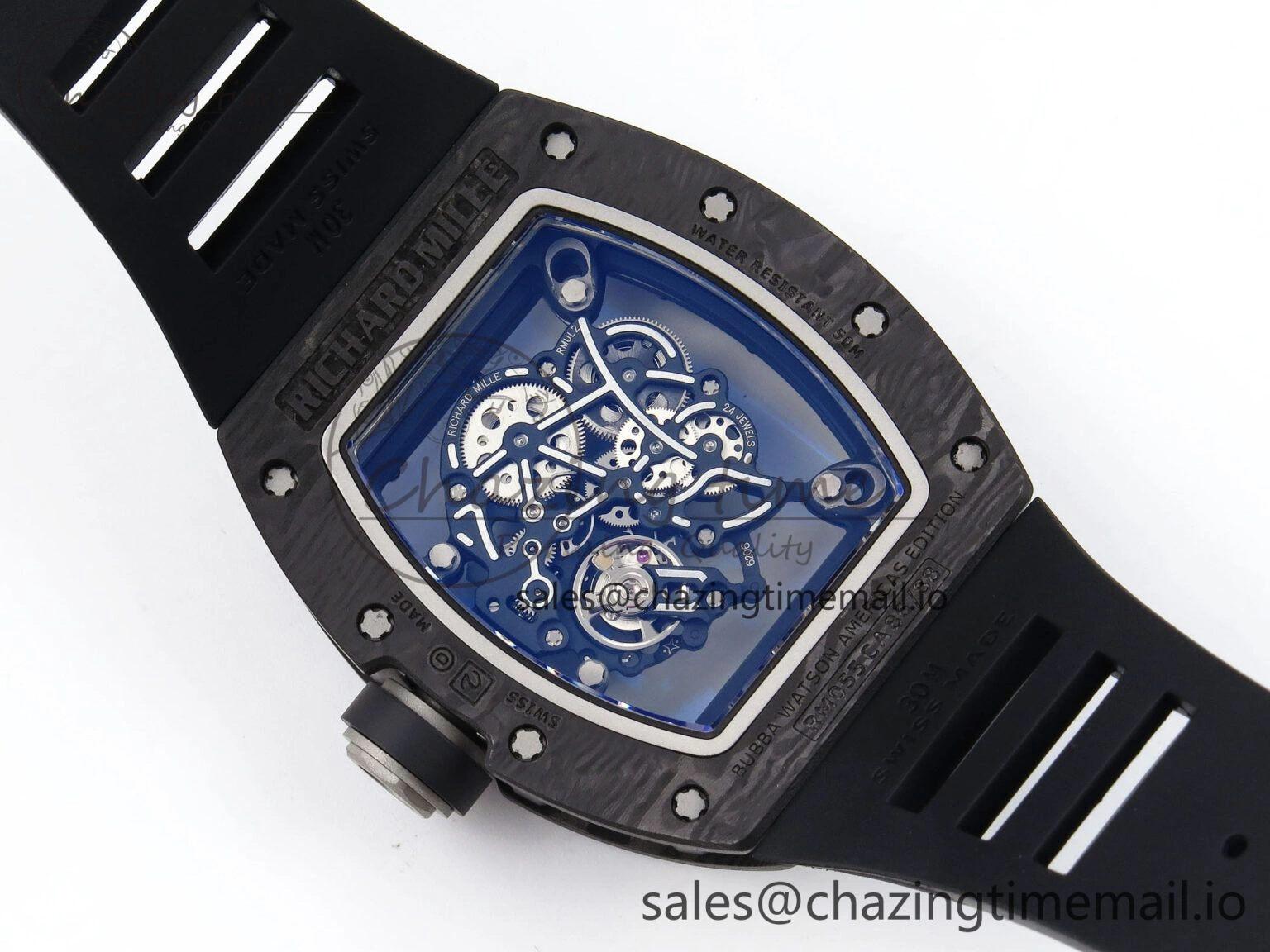 RM055 NTPT Ti ZF 1:1 Best Edition Black Bezel Black Crown on Rubber Strap RMUL2 Super Clone
