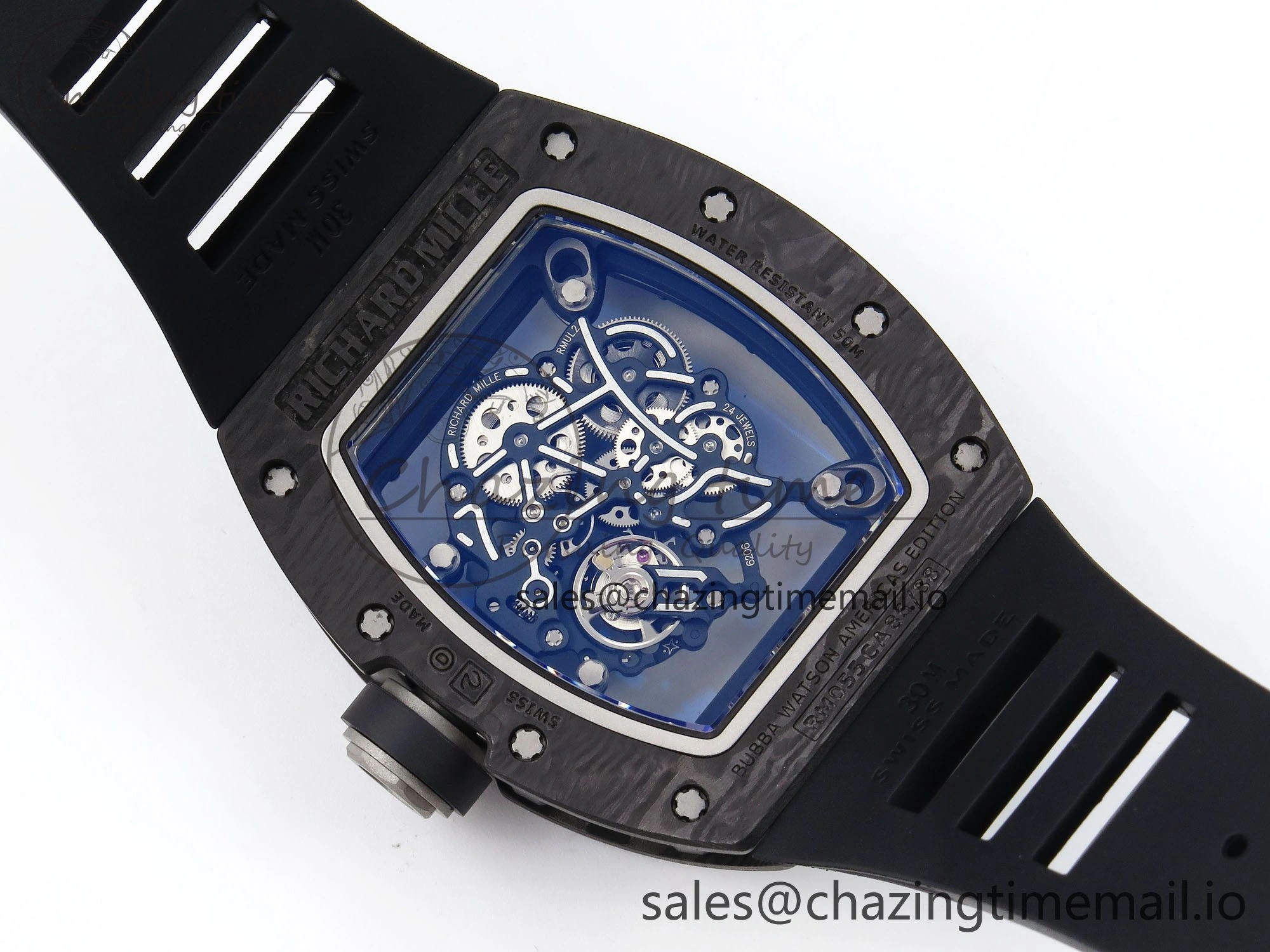RM055 NTPT Ti ZF 1:1 Best Edition Black Bezel Black Crown on Rubber Strap RMUL2 Super Clone