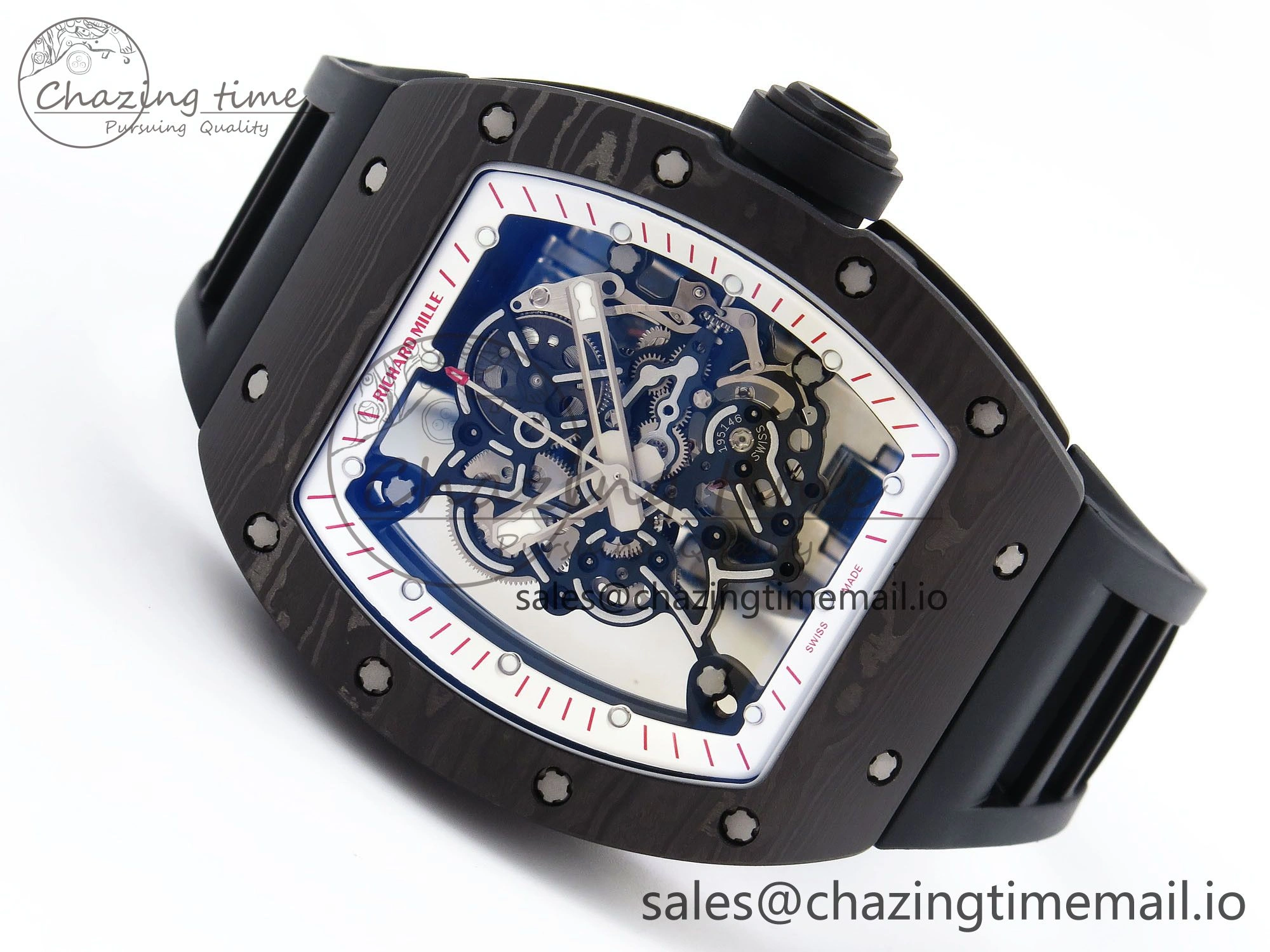 RM055 NTPT Ti ZF 1:1 Best Edition White Bezel Black Crown on Rubber Strap RMUL2 Super Clone