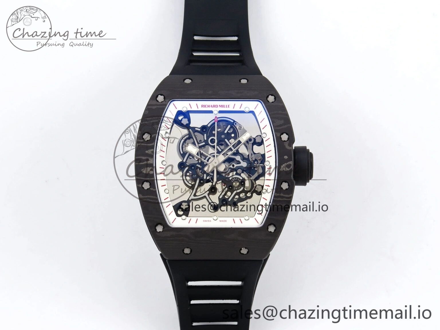 RM055 NTPT Ti ZF 1:1 Best Edition White Bezel Black Crown on Rubber Strap RMUL2 Super Clone