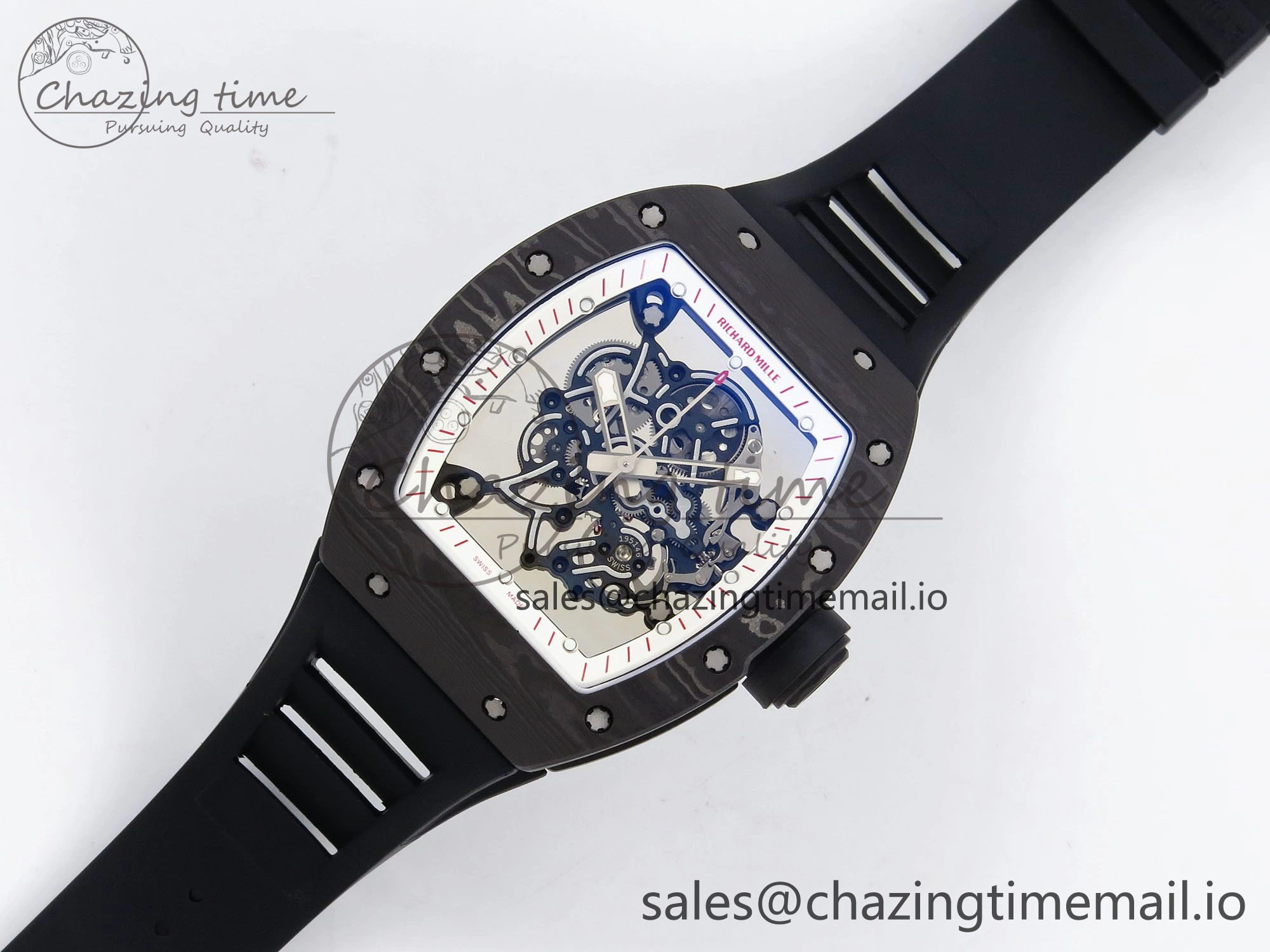 RM055 NTPT Ti ZF 1:1 Best Edition White Bezel Black Crown on Rubber Strap RMUL2 Super Clone