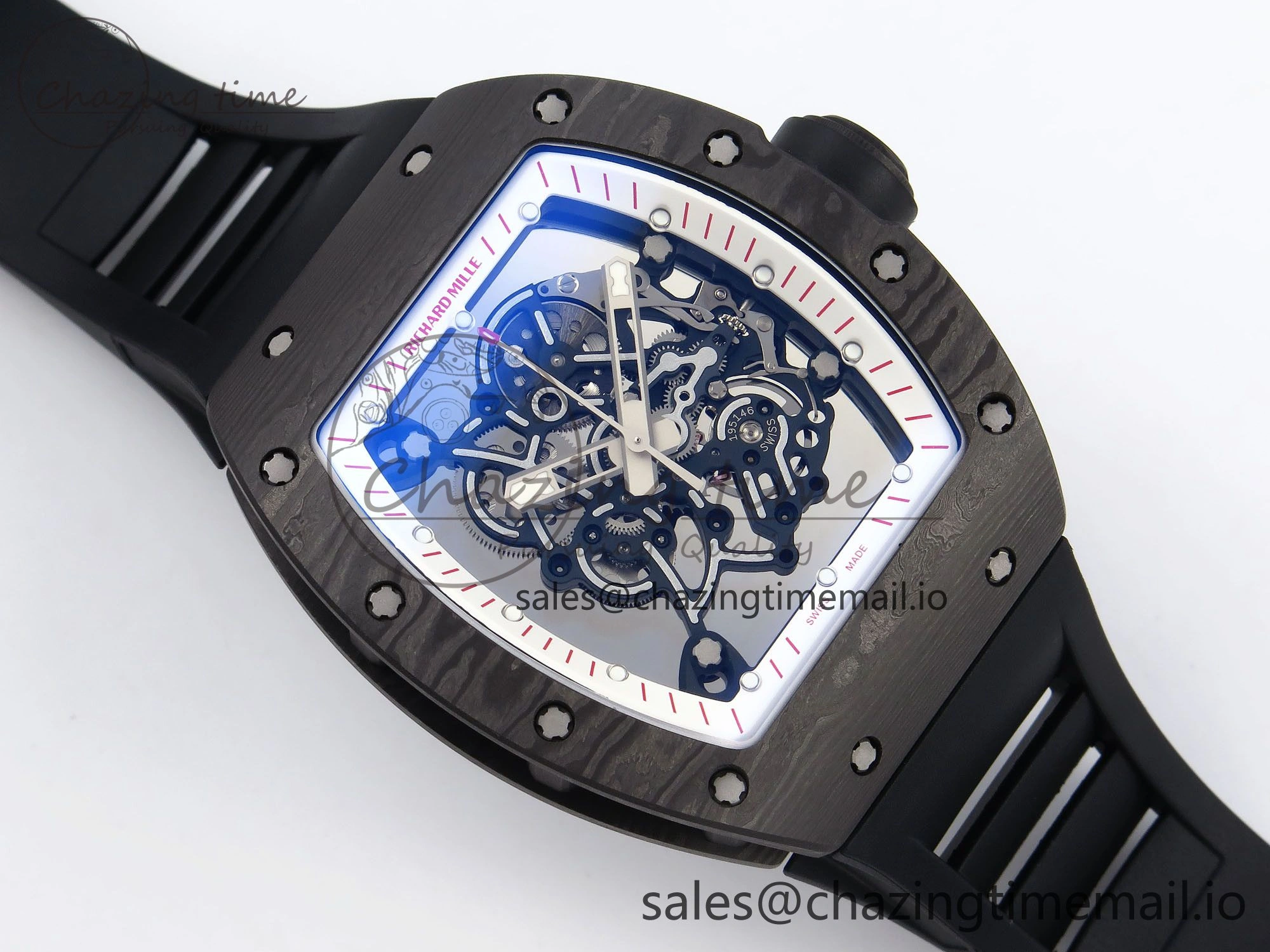 RM055 NTPT Ti ZF 1:1 Best Edition White Bezel Black Crown on Rubber Strap RMUL2 Super Clone