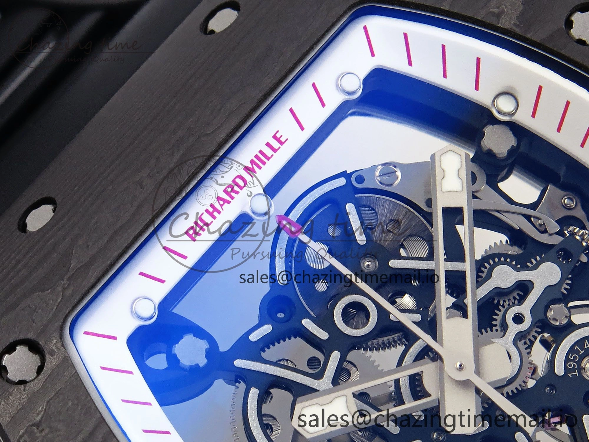 RM055 NTPT Ti ZF 1:1 Best Edition White Bezel Black Crown on Rubber Strap RMUL2 Super Clone