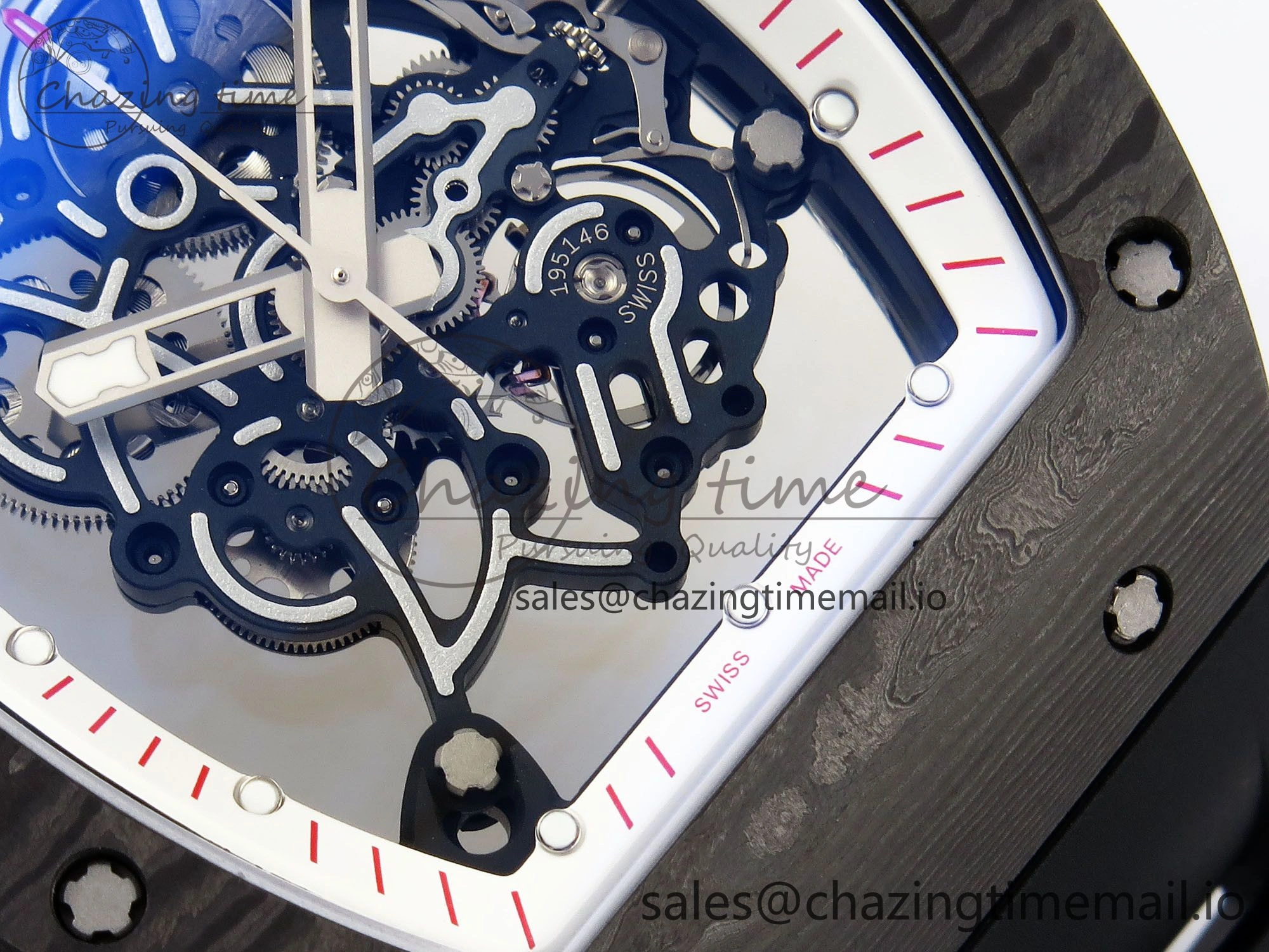 RM055 NTPT Ti ZF 1:1 Best Edition White Bezel Black Crown on Rubber Strap RMUL2 Super Clone
