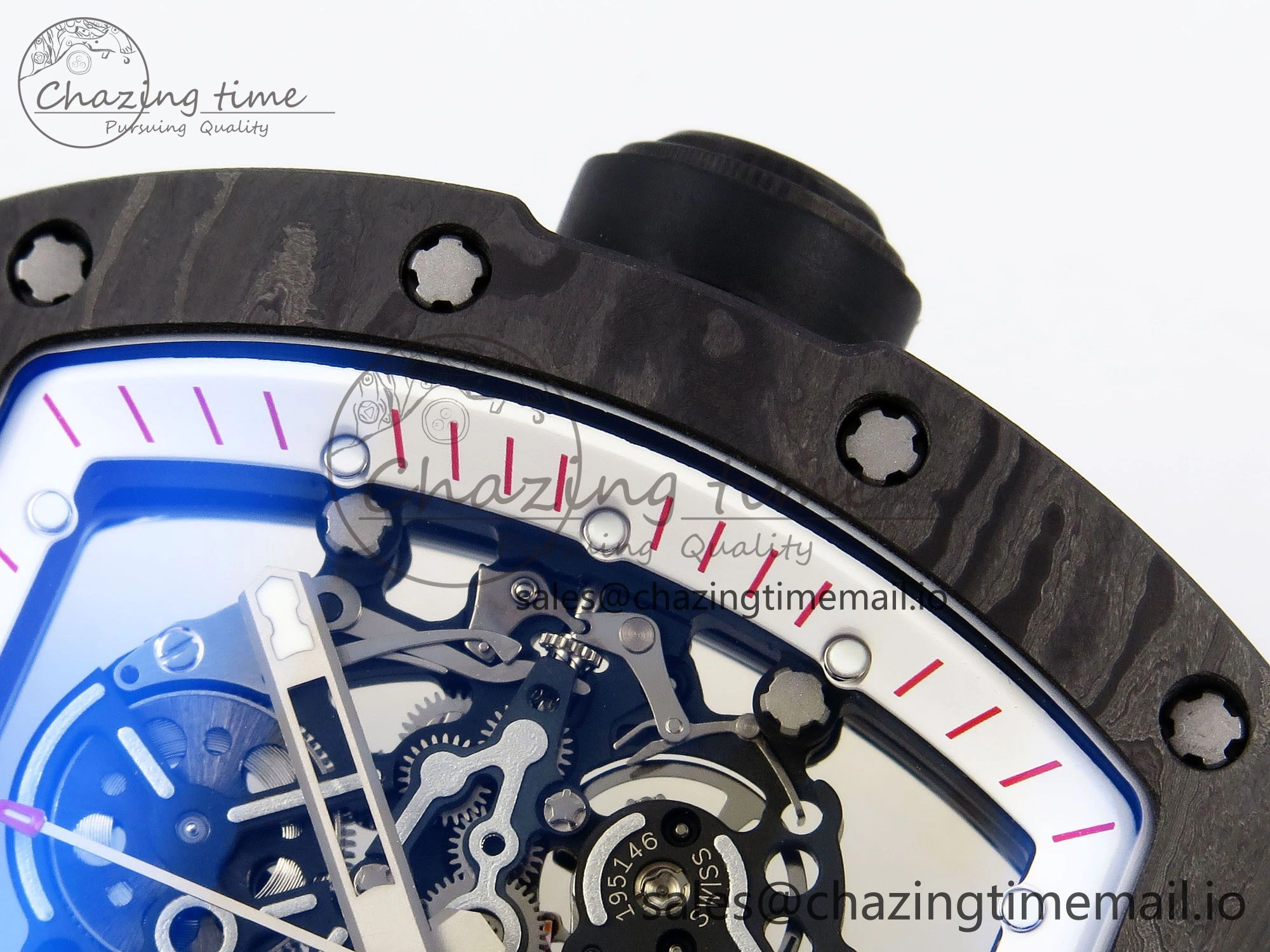 RM055 NTPT Ti ZF 1:1 Best Edition White Bezel Black Crown on Rubber Strap RMUL2 Super Clone