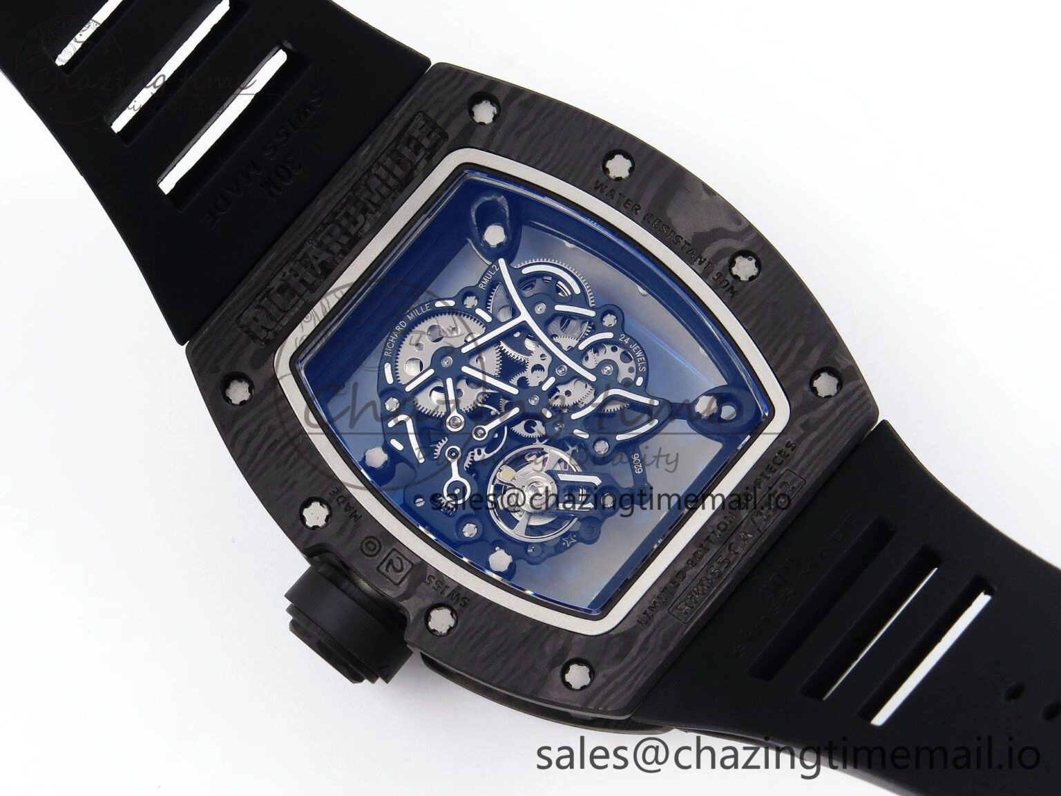 RM055 NTPT Ti ZF 1:1 Best Edition White Bezel Black Crown on Rubber Strap RMUL2 Super Clone