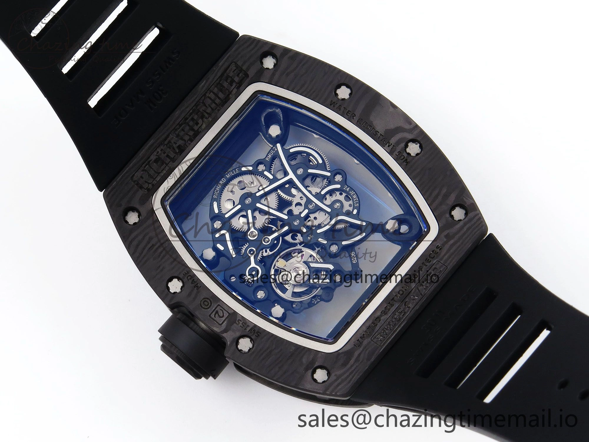 RM055 NTPT Ti ZF 1:1 Best Edition White Bezel Black Crown on Rubber Strap RMUL2 Super Clone