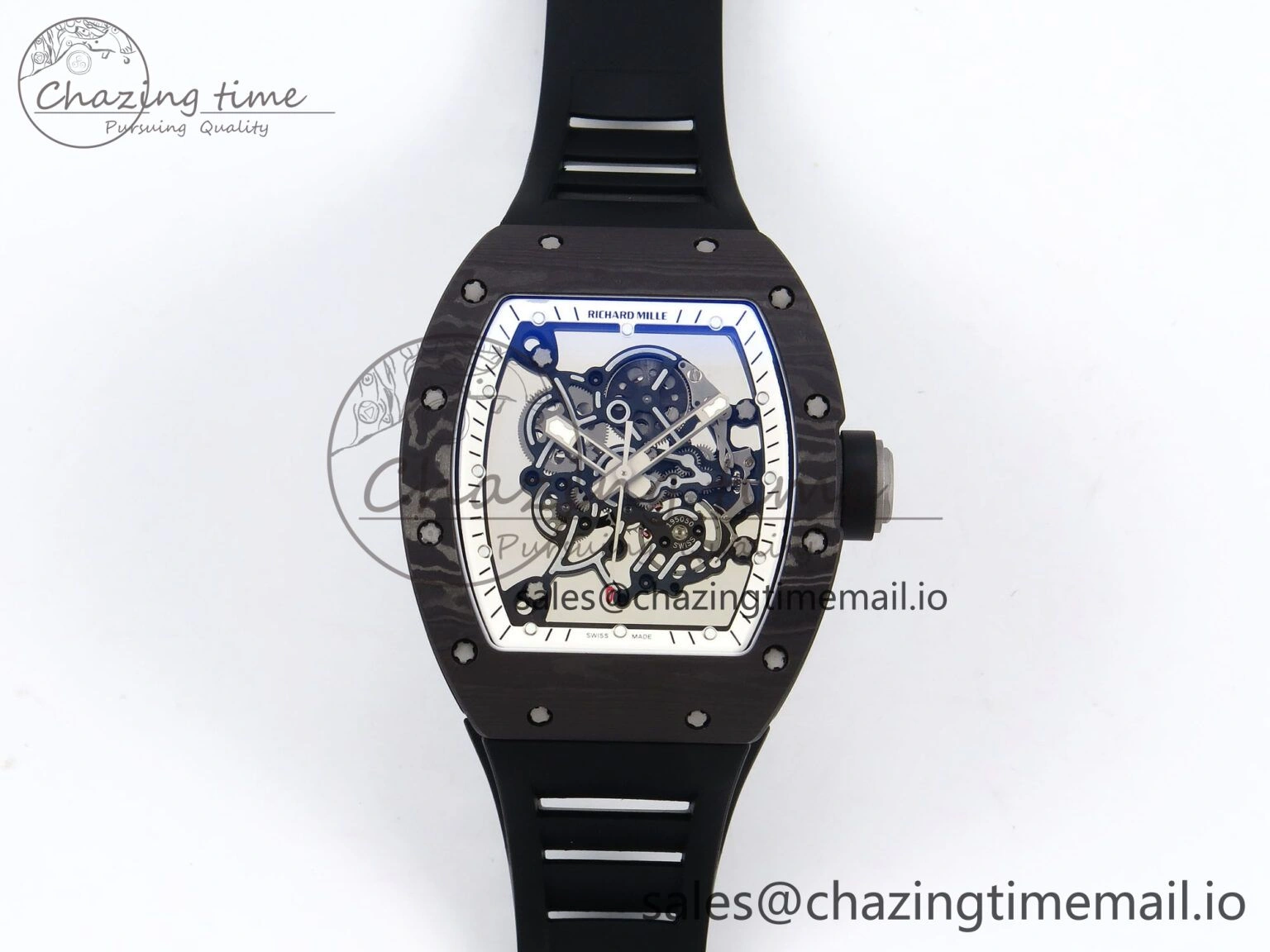 RM055 NTPT Ti ZF 1:1 Best Edition White Bezel Black Crown on Rubber Strap RMUL2 Super Clone