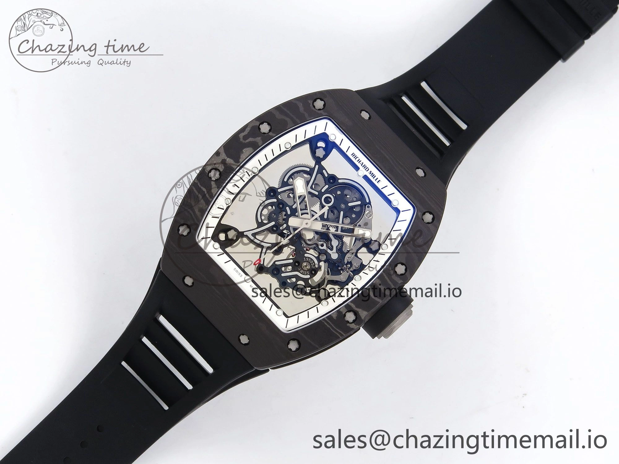 RM055 NTPT Ti ZF 1:1 Best Edition White Bezel Black Crown on Rubber Strap RMUL2 Super Clone