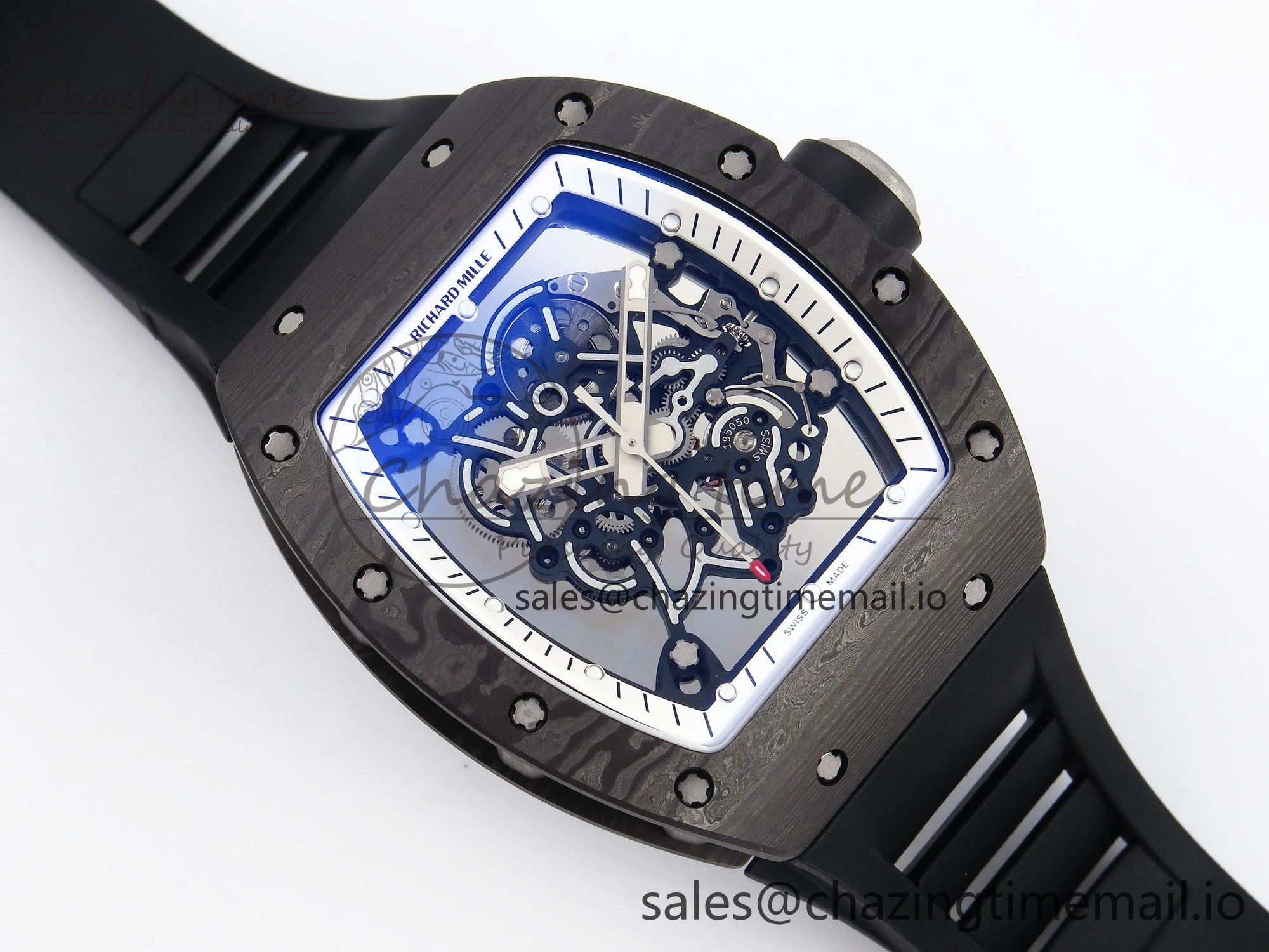 RM055 NTPT Ti ZF 1:1 Best Edition White Bezel Black Crown on Rubber Strap RMUL2 Super Clone