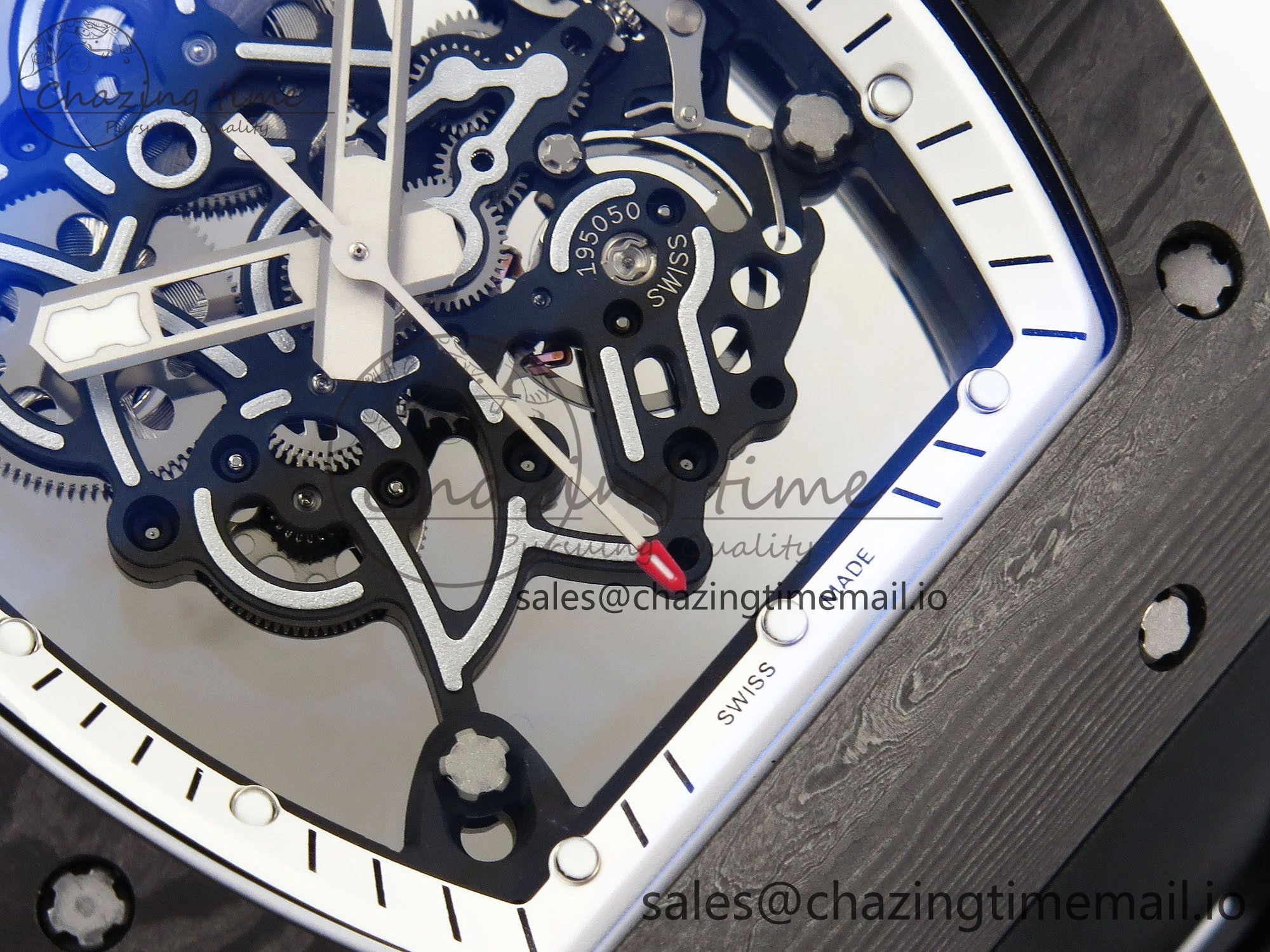 RM055 NTPT Ti ZF 1:1 Best Edition White Bezel Black Crown on Rubber Strap RMUL2 Super Clone