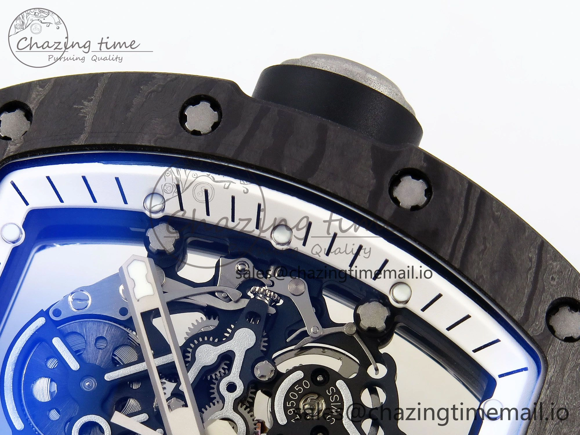 RM055 NTPT Ti ZF 1:1 Best Edition White Bezel Black Crown on Rubber Strap RMUL2 Super Clone