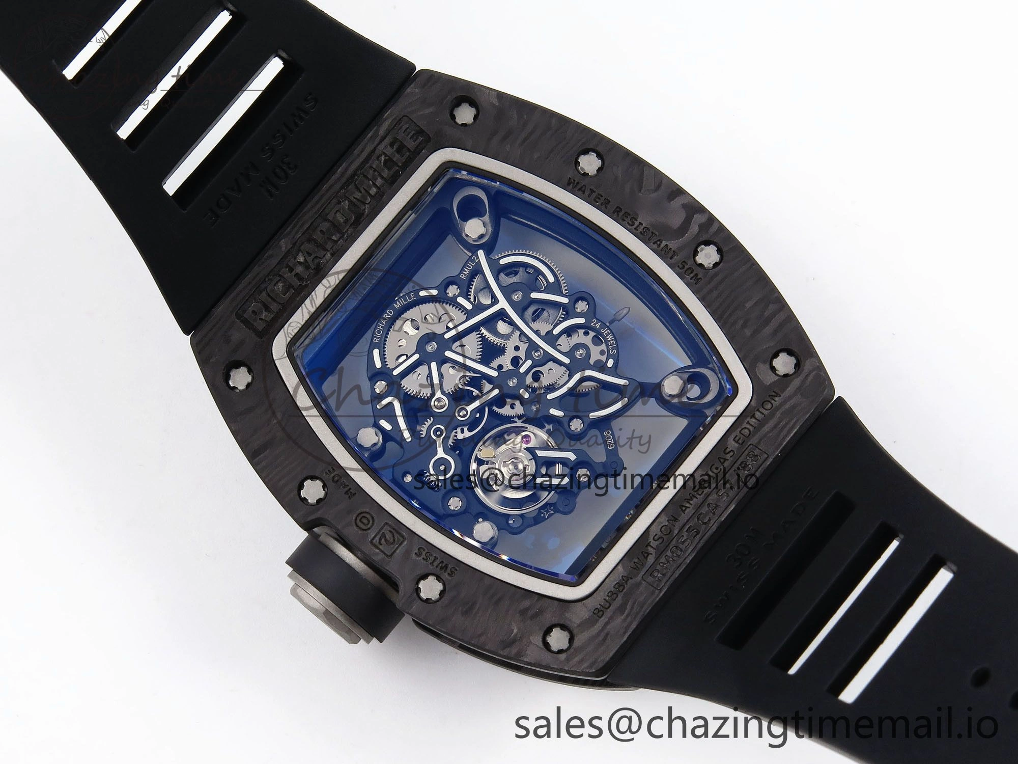 RM055 NTPT Ti ZF 1:1 Best Edition White Bezel Black Crown on Rubber Strap RMUL2 Super Clone
