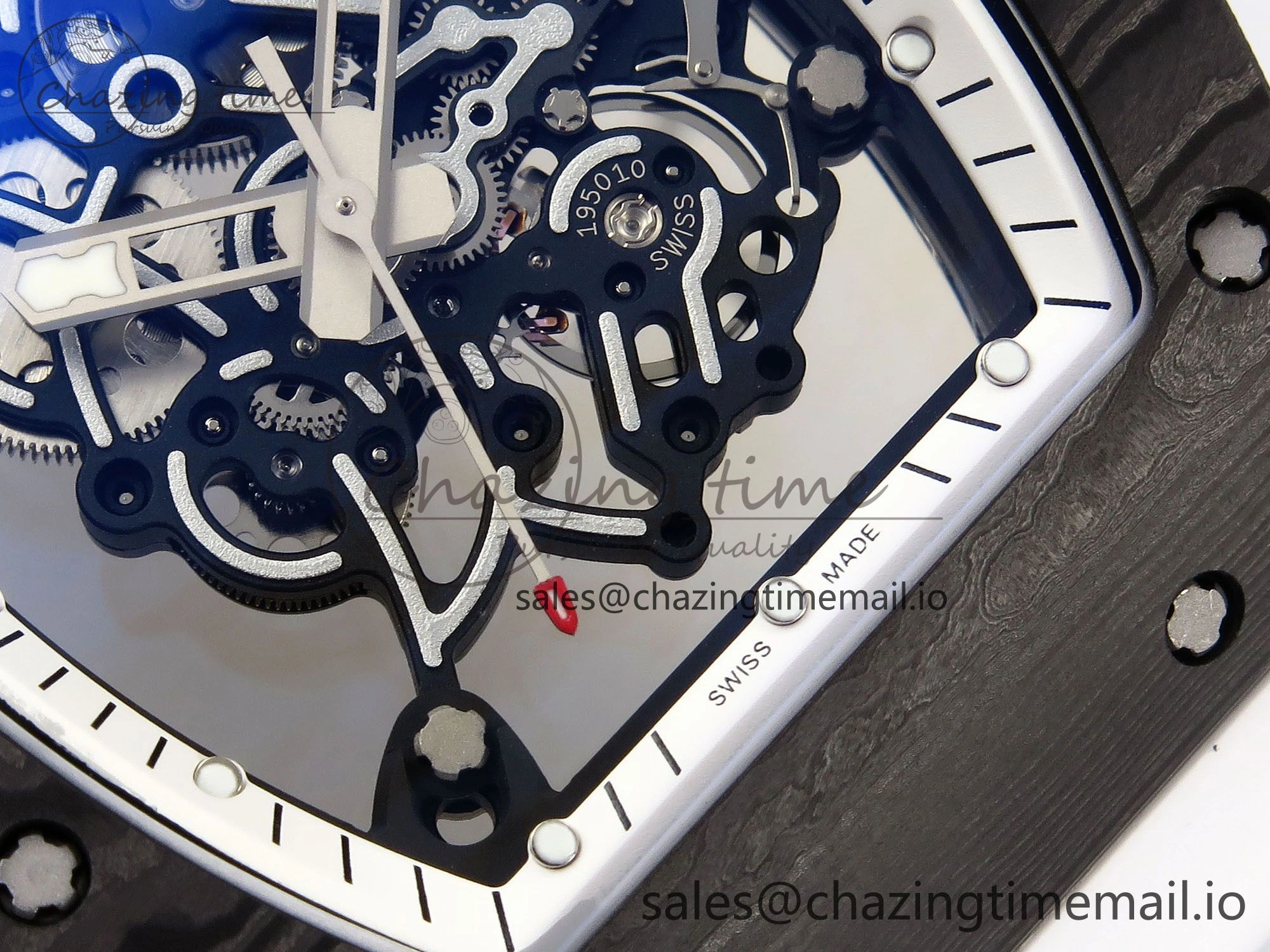 RM055 NTPT Ti ZF 1:1 Best Edition White Bezel White Crown on Rubber Strap RMUL2 Super Clone