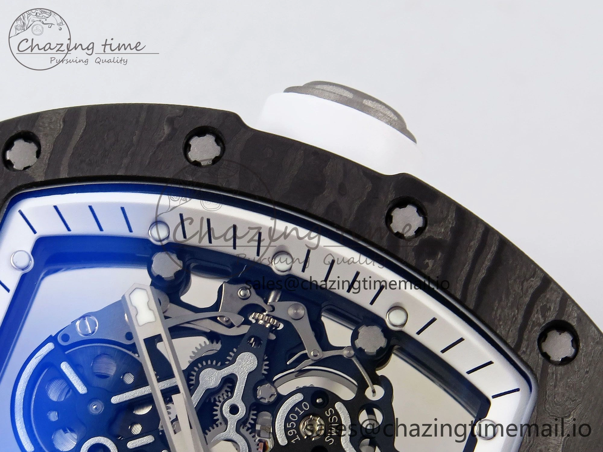 RM055 NTPT Ti ZF 1:1 Best Edition White Bezel White Crown on Rubber Strap RMUL2 Super Clone