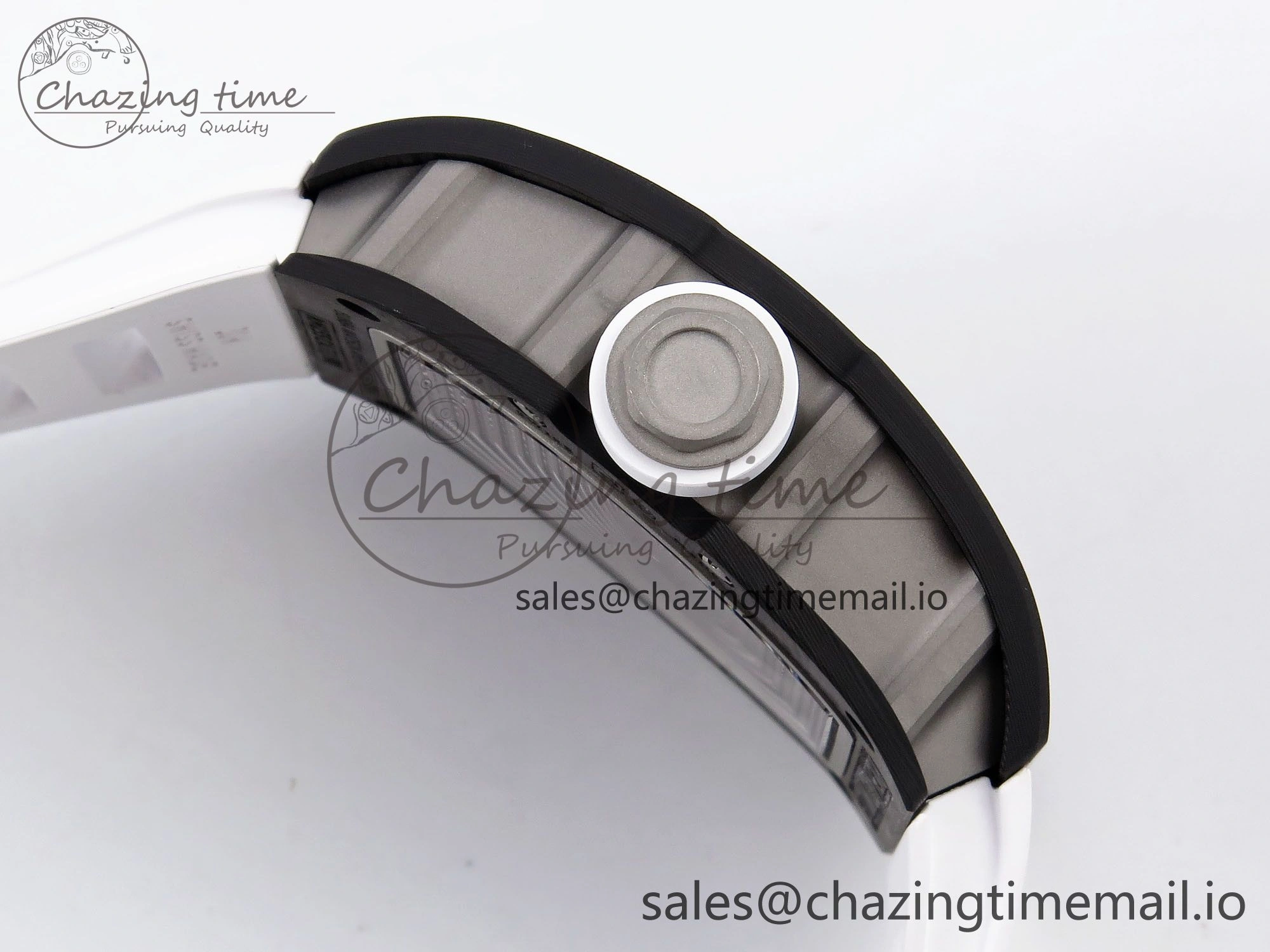 RM055 NTPT Ti ZF 1:1 Best Edition White Bezel White Crown on Rubber Strap RMUL2 Super Clone