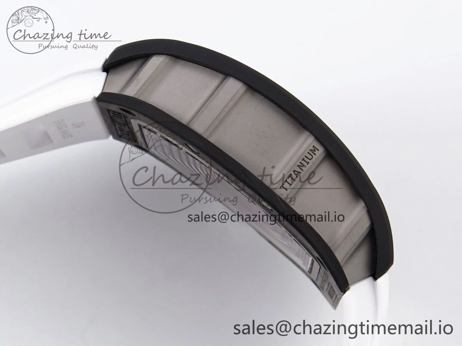 RM055 NTPT Ti ZF 1:1 Best Edition White Bezel White Crown on Rubber Strap RMUL2 Super Clone