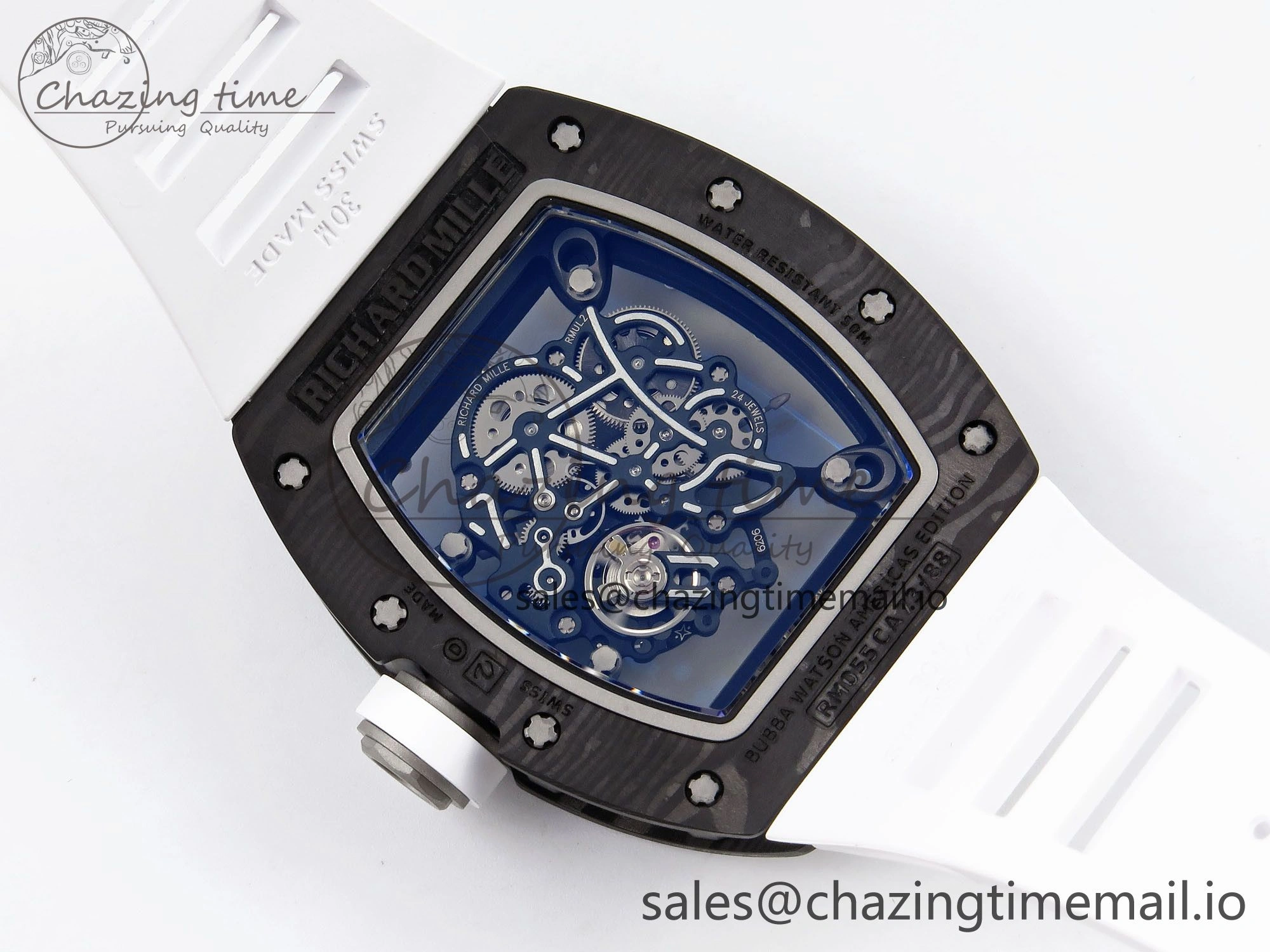 RM055 NTPT Ti ZF 1:1 Best Edition White Bezel White Crown on Rubber Strap RMUL2 Super Clone