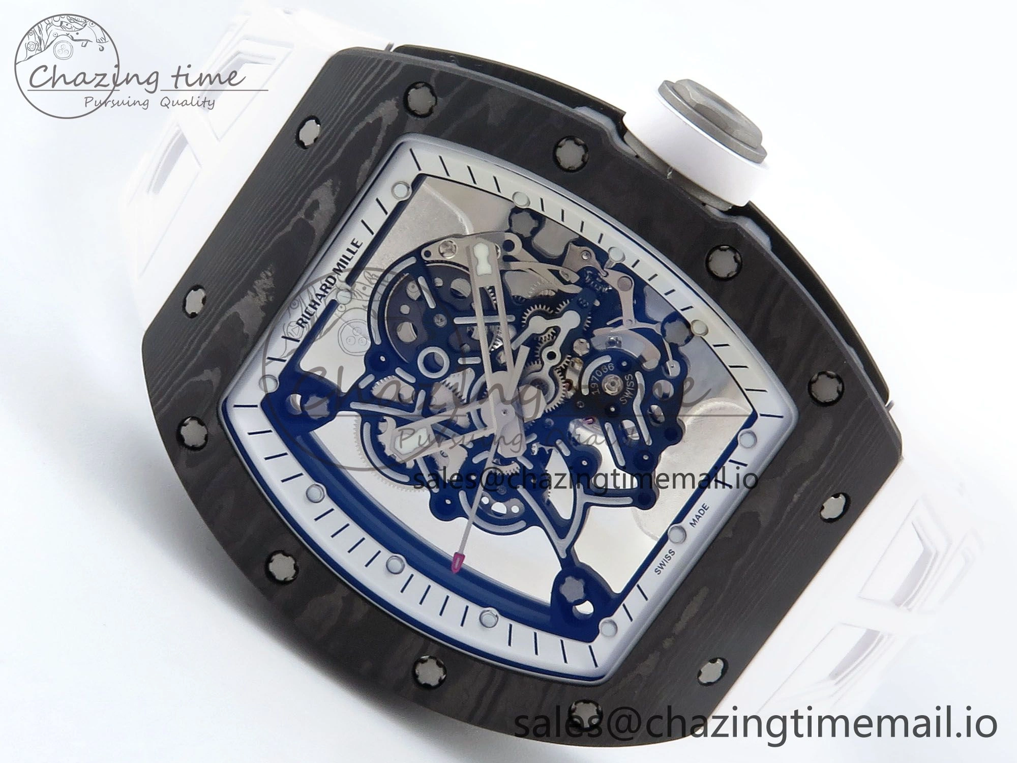 RM055 NTPT Ti ZF 1:1 Best Edition White Bezel White Crown on Shark Rubber Strap RMUL2 Super Clone
