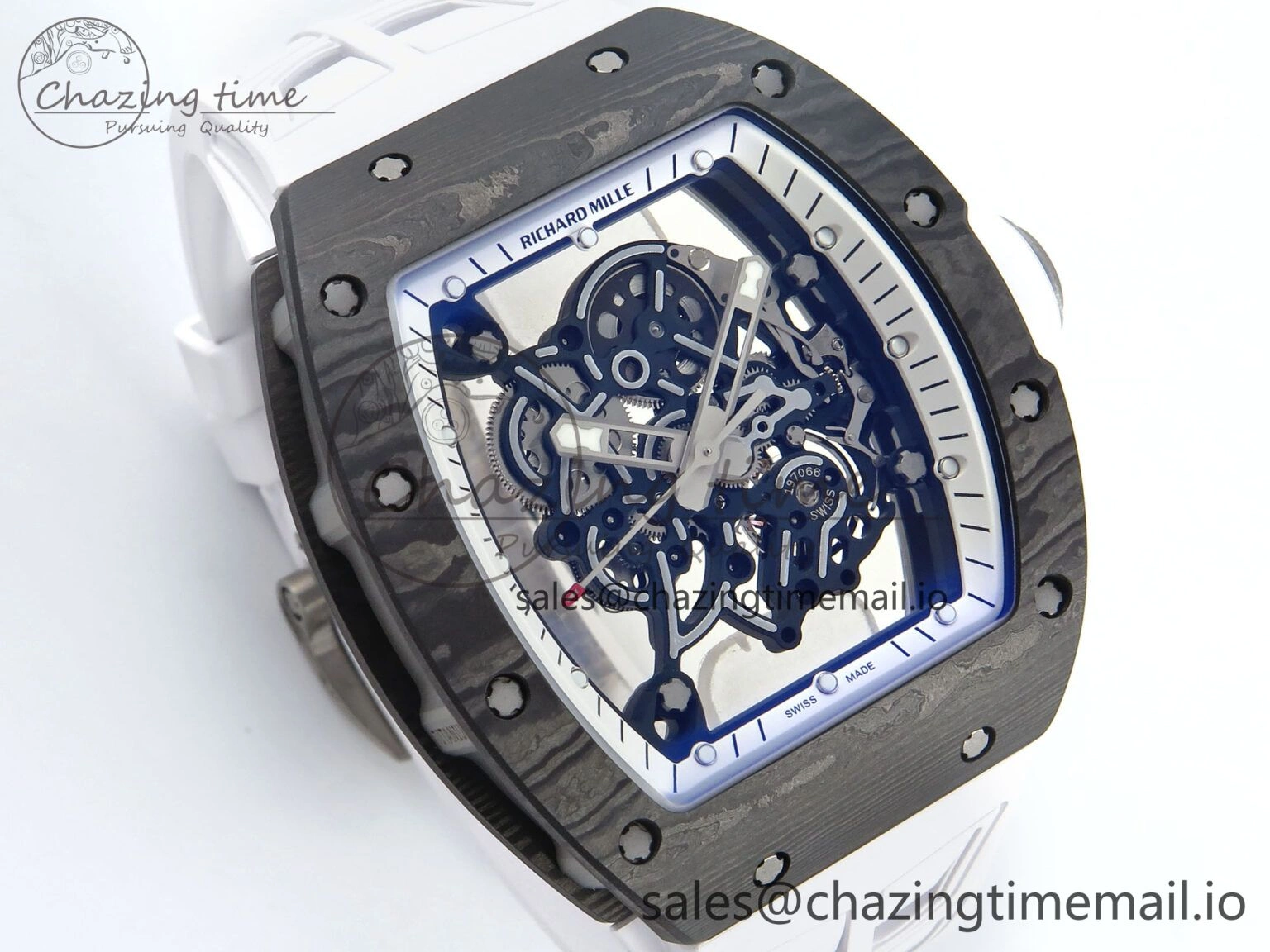 RM055 NTPT Ti ZF 1:1 Best Edition White Bezel White Crown on Shark Rubber Strap RMUL2 Super Clone