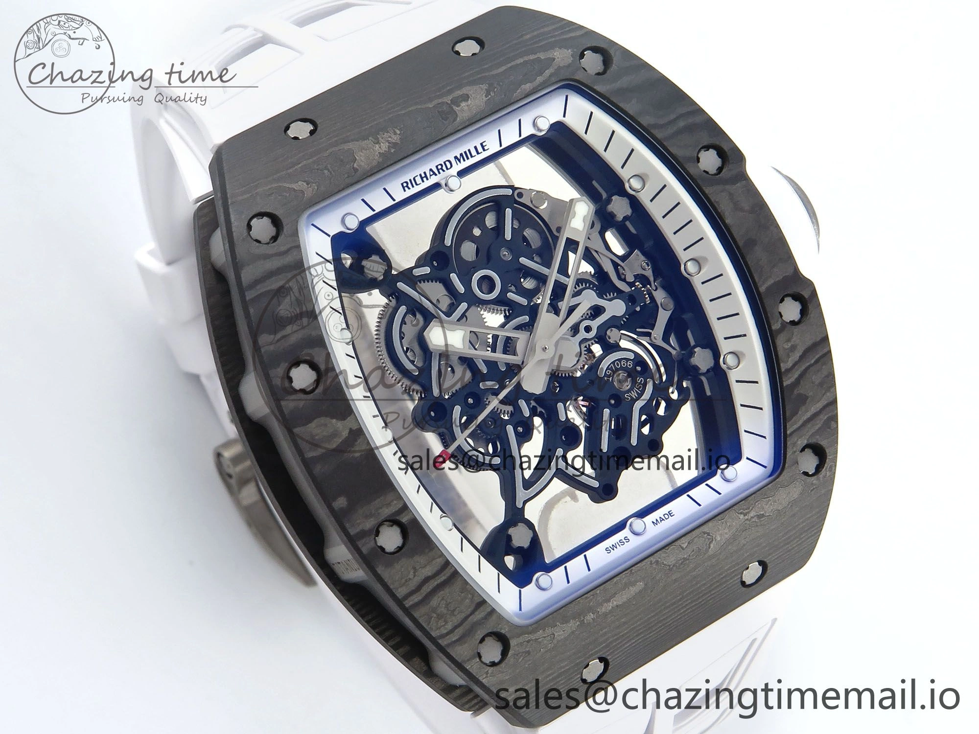 RM055 NTPT Ti ZF 1:1 Best Edition White Bezel White Crown on Shark Rubber Strap RMUL2 Super Clone