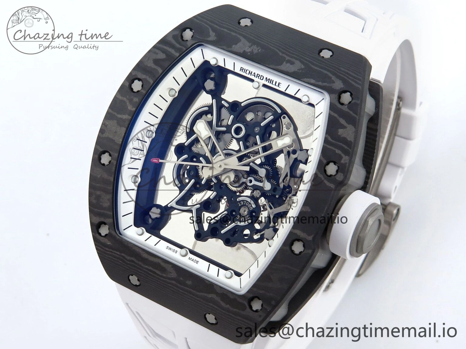 RM055 NTPT Ti ZF 1:1 Best Edition White Bezel White Crown on Shark Rubber Strap RMUL2 Super Clone