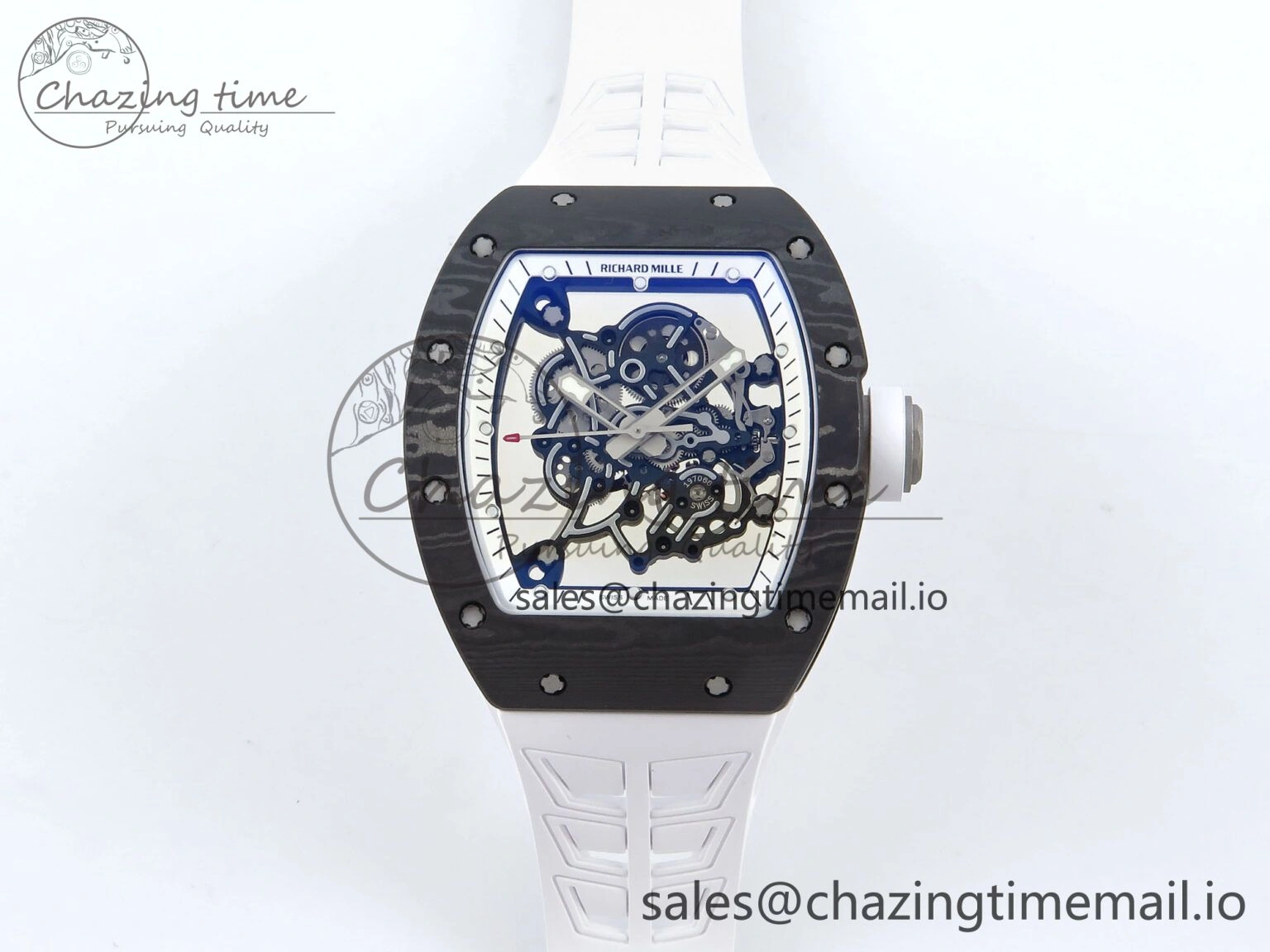 RM055 NTPT Ti ZF 1:1 Best Edition White Bezel White Crown on Shark Rubber Strap RMUL2 Super Clone