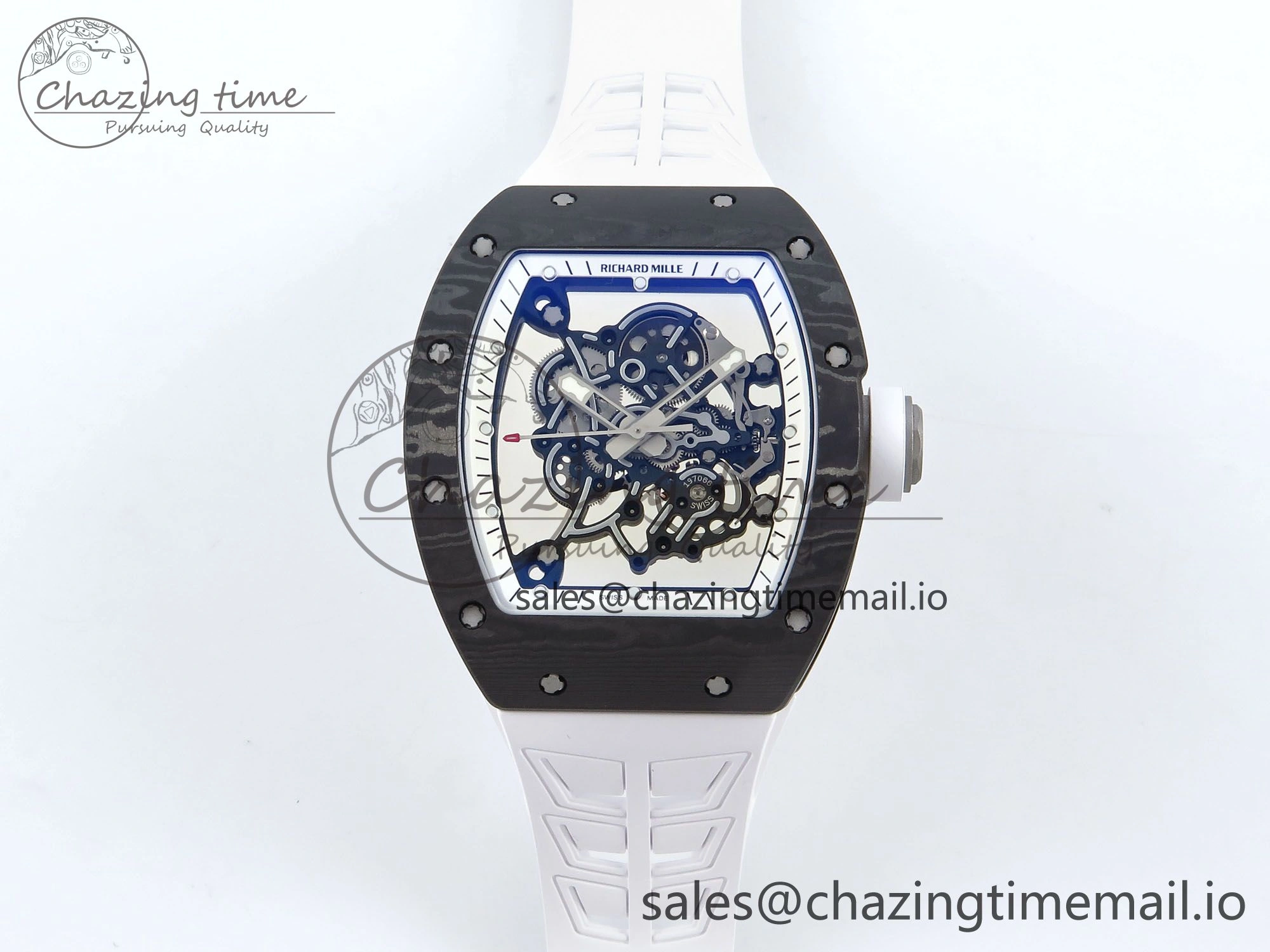 RM055 NTPT Ti ZF 1:1 Best Edition White Bezel White Crown on Shark Rubber Strap RMUL2 Super Clone