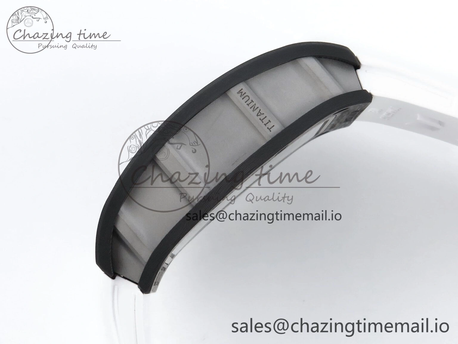 RM055 NTPT Ti ZF 1:1 Best Edition White Bezel White Crown on Shark Rubber Strap RMUL2 Super Clone