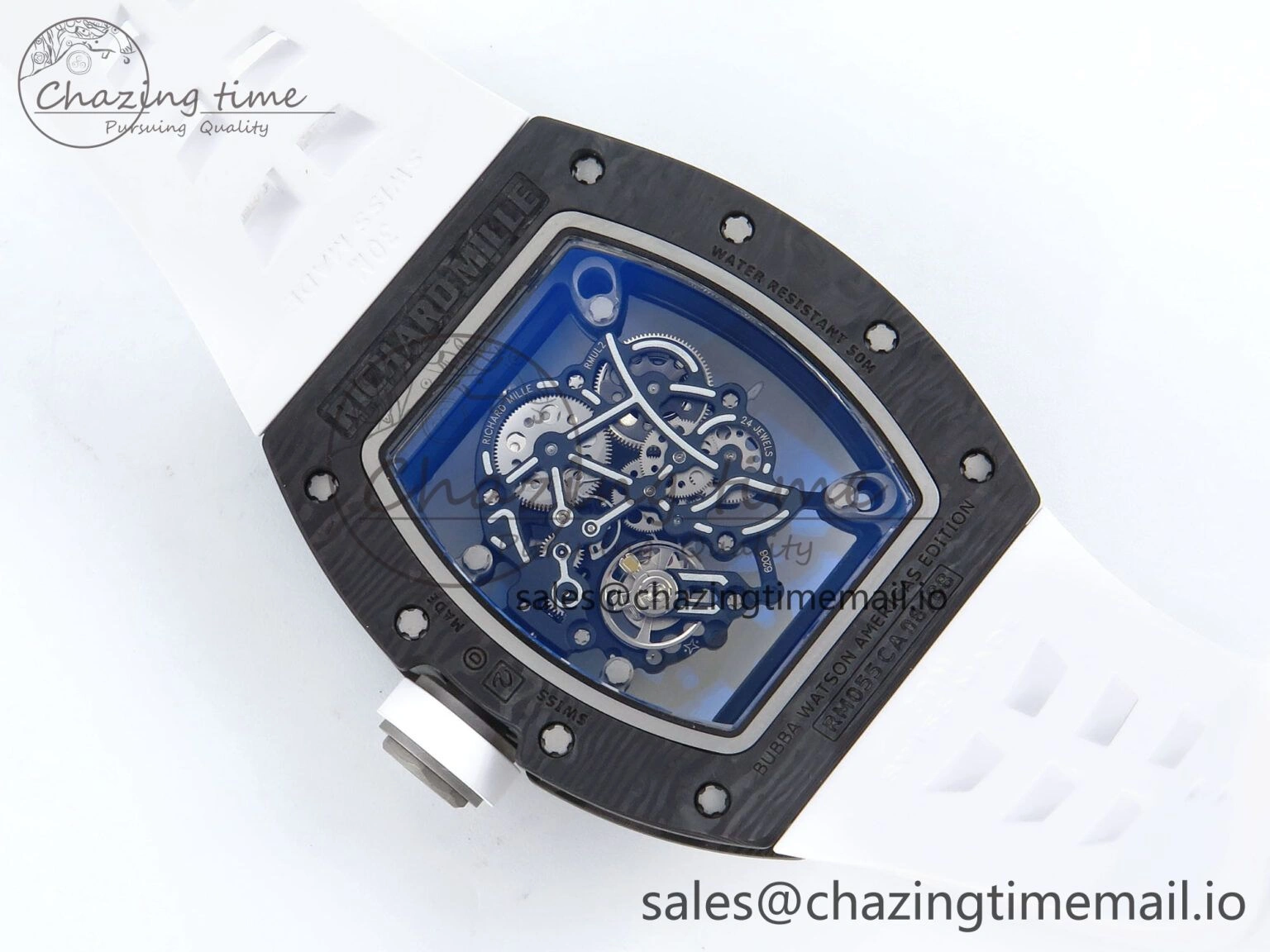 RM055 NTPT Ti ZF 1:1 Best Edition White Bezel White Crown on Shark Rubber Strap RMUL2 Super Clone