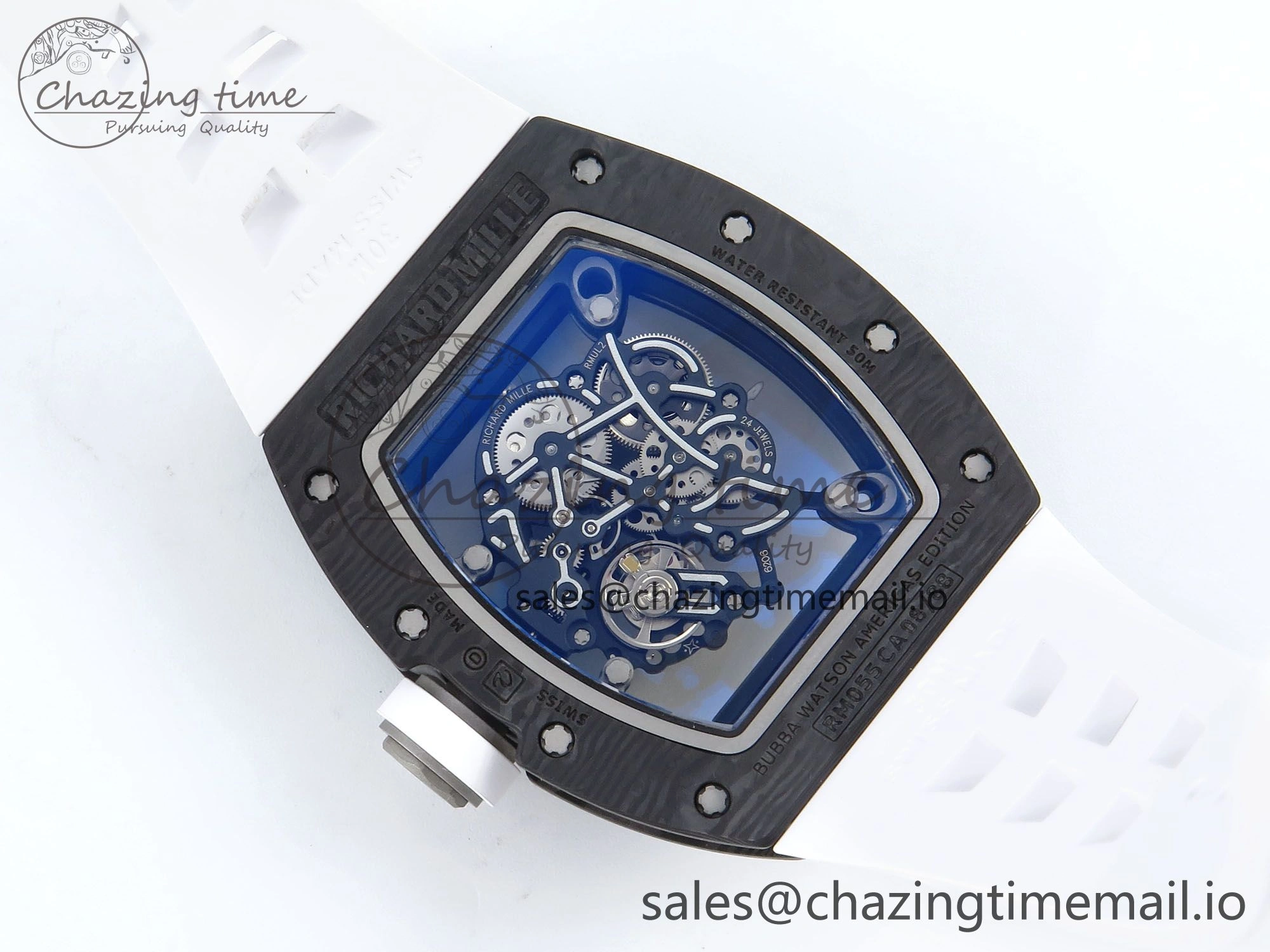 RM055 NTPT Ti ZF 1:1 Best Edition White Bezel White Crown on Shark Rubber Strap RMUL2 Super Clone