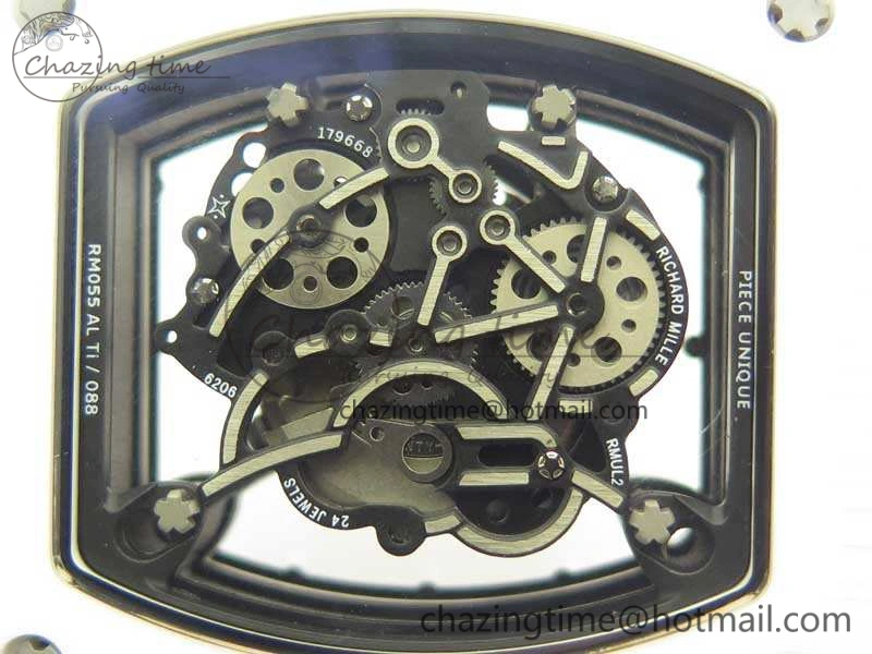 RM055 Real All White Ceramic KVF Best Edition Skeleton Dial Red On Red Rubber Strap MIYOTA8215 V2