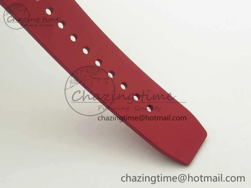 RM055 Real All White Ceramic KVF Best Edition Skeleton Dial Red On Red Rubber Strap MIYOTA8215 V2