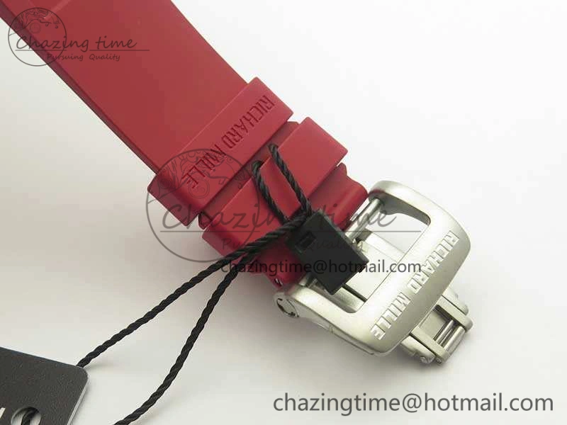 RM055 Real All White Ceramic KVF Best Edition Skeleton Dial Red On Red Rubber Strap MIYOTA8215 V2
