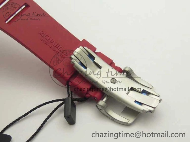 RM055 Real All White Ceramic KVF Best Edition Skeleton Dial Red On Red Rubber Strap MIYOTA8215 V2