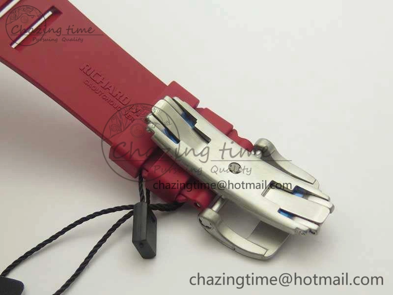 RM055 Real All White Ceramic KVF Best Edition Skeleton Dial Red On Red Rubber Strap MIYOTA8215 V2