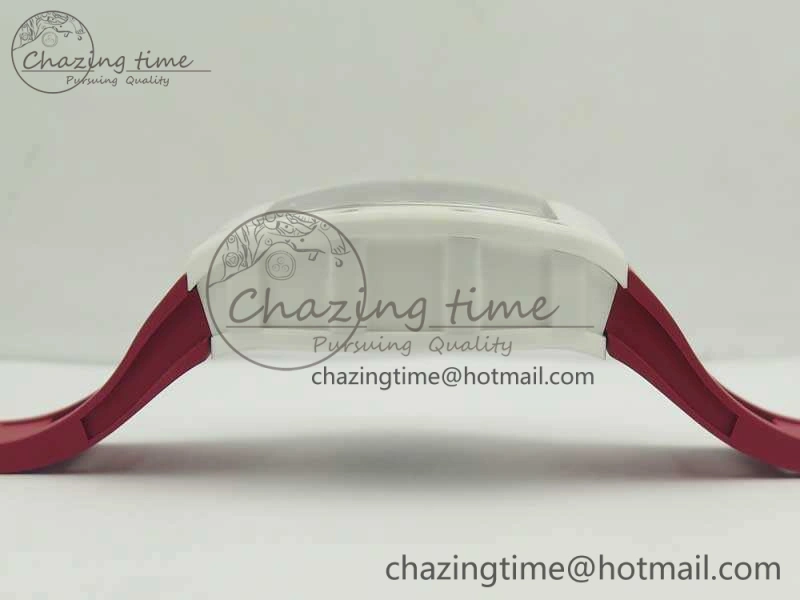RM055 Real All White Ceramic KVF Best Edition Skeleton Dial Red On Red Rubber Strap MIYOTA8215 V2