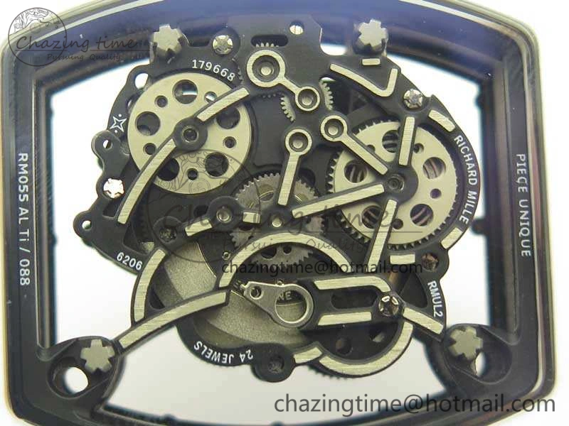 RM055 Real All White Ceramic KVF Best Edition Skeleton Dial Red On Rubber Strap MIYOTA8215 V2