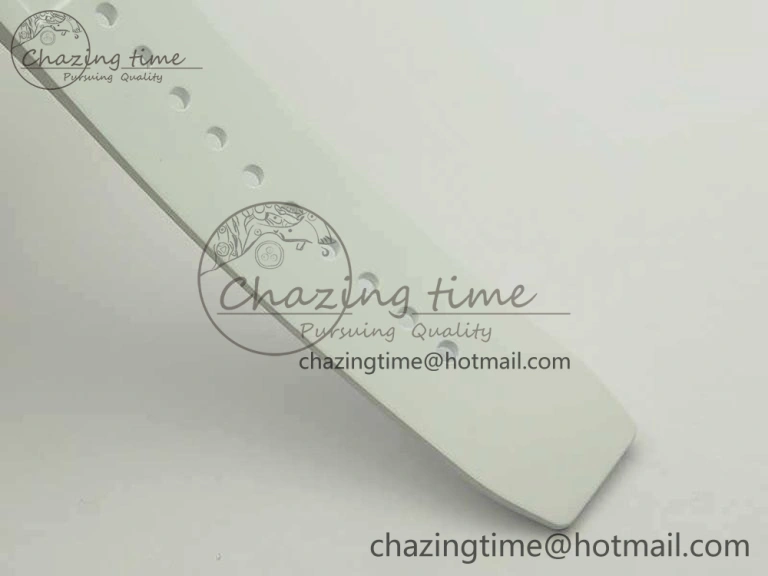 RM055 Real All White Ceramic KVF Best Edition Skeleton Dial Red On Rubber Strap MIYOTA8215 V2